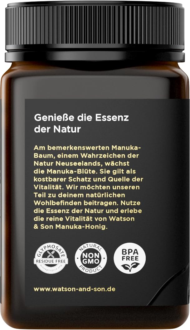 Watson & Son Manuka Honig MGO 600+ 250g | Premium Qualität aus Neuseeland