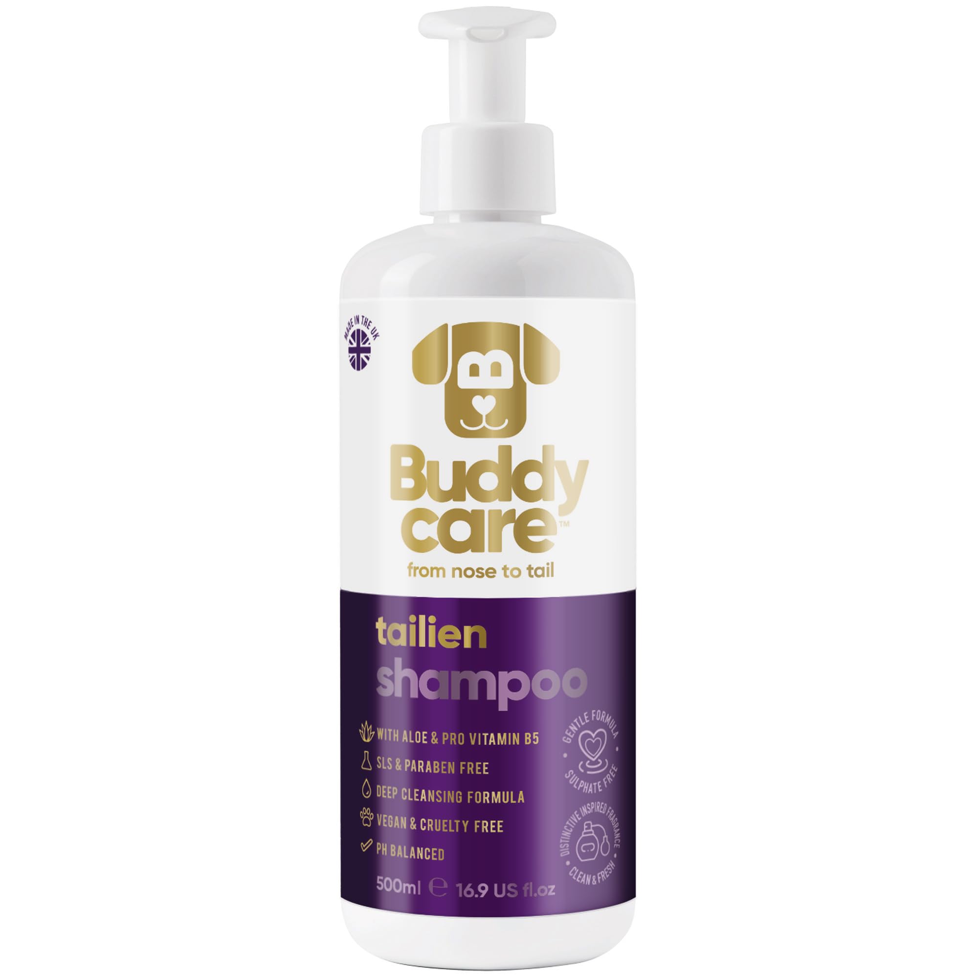 2in1 Hundeshampoo und Conditioner von Buddycare (500ml) - Praktisches Hundeshampoo langhaar und welpen Shampoo Mit Aloe Vera und Pro-Vitamin B5 Rückfettendes Shampoo Für Alle Hunderassen