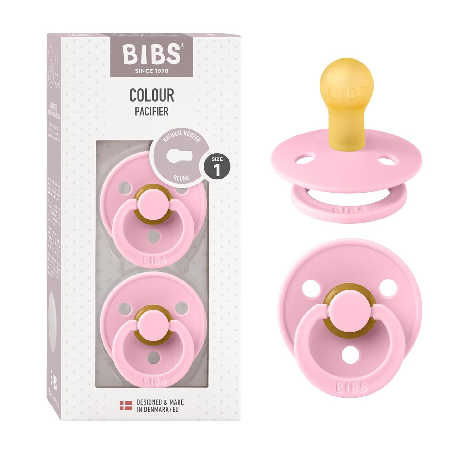 BIBS Colour Schnuller 2er-Pack, BPA-frei, Kirschform Nippel. Naturkautschuk/Latex, Hergestellt in Dänemark. Größe 1 | 0+ Monate | 2-Pack, Ivory/Sage