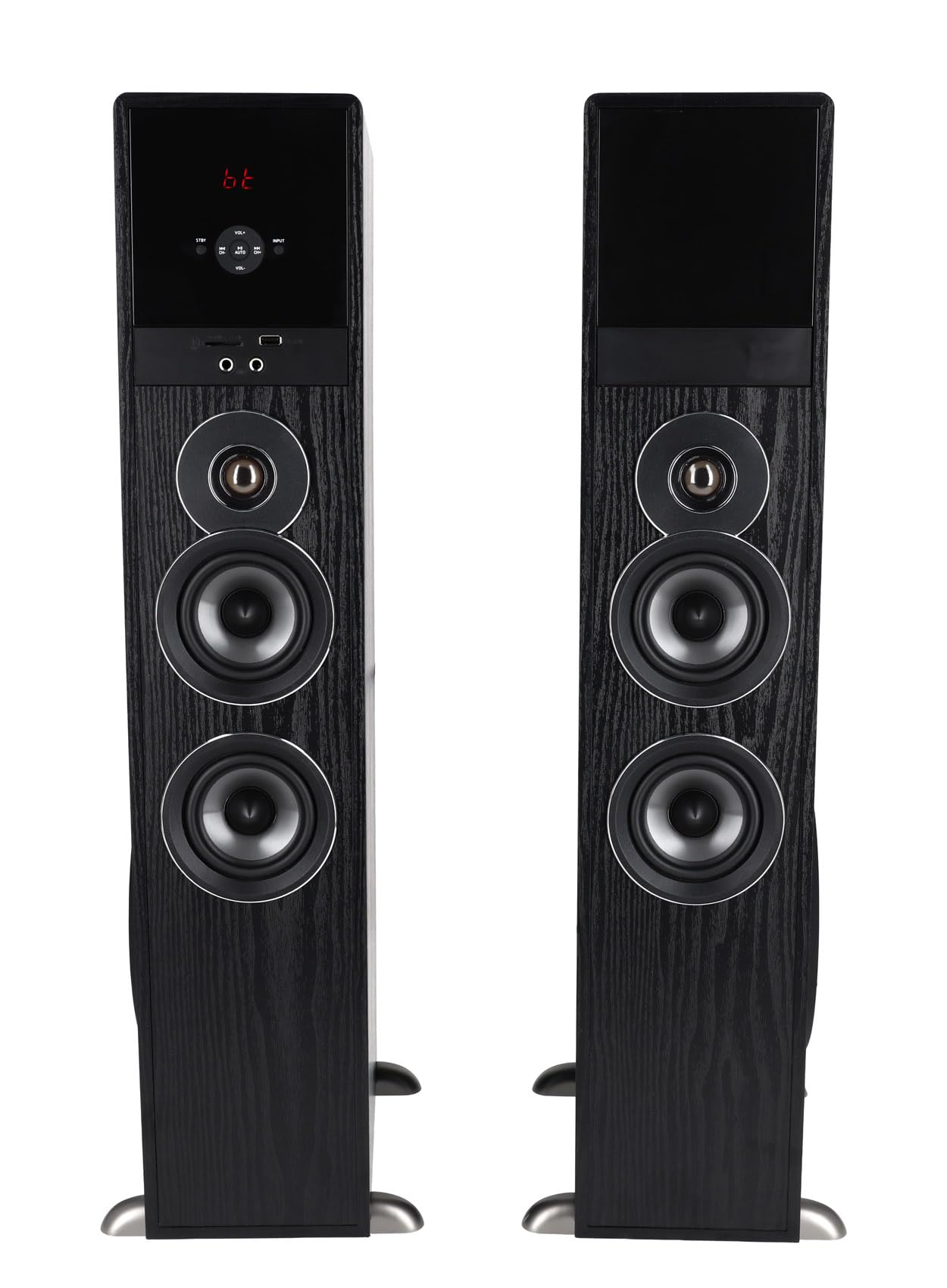 Rockville TM80D Powered Home Theater Tower Speaker System, Dark Wood, 800W, 8" Subwoofers, Bluetooth, USB/SD Playback, FM Radio, Remote Control, Karaoke Ready, Perfect for Home Entertainment