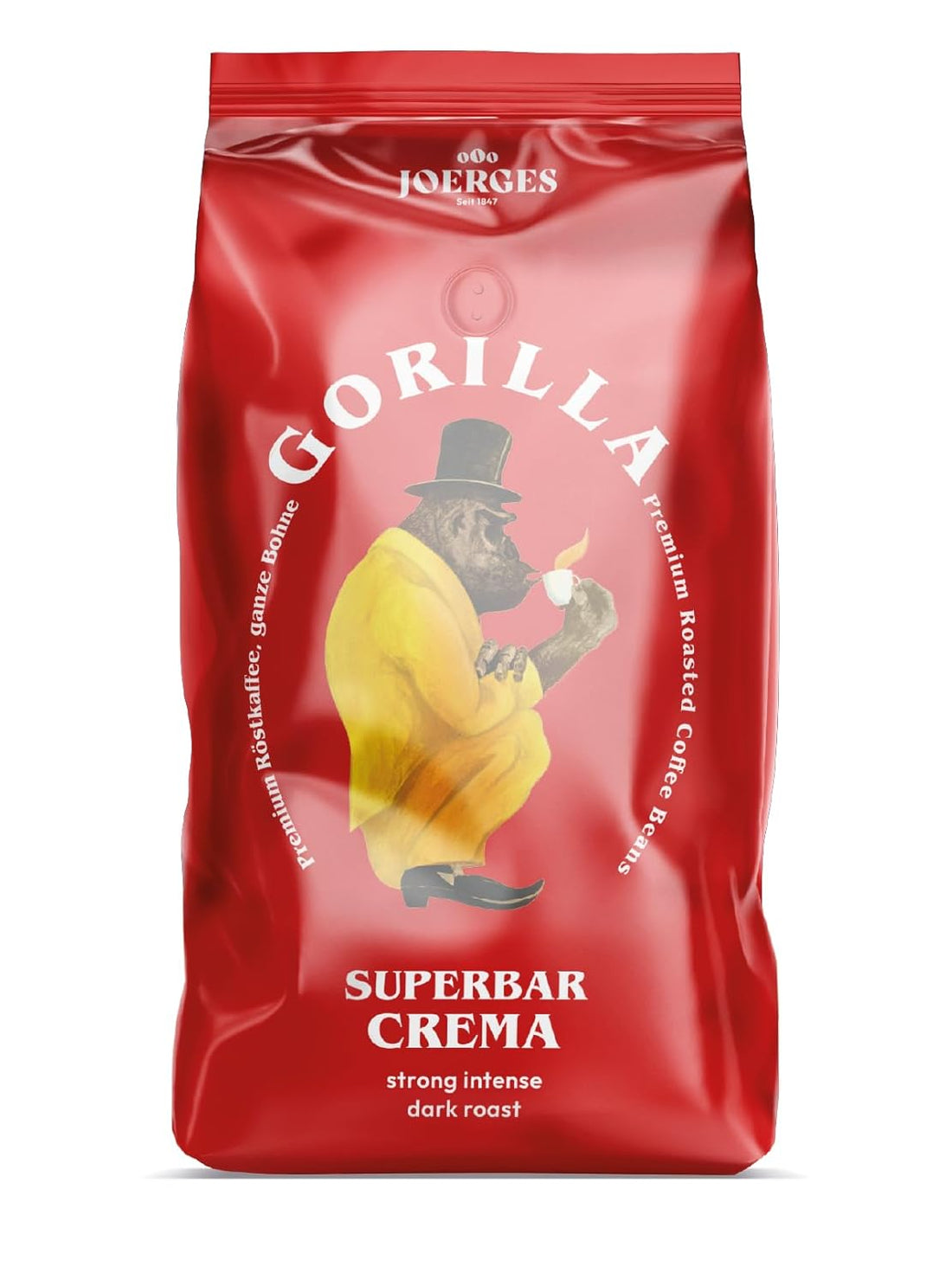 Joerges Gorilla Super Bar Crema Kaffeebohnen 1 kg Vollmundiger Geschmack, intensives Aroma in jeder Tasse