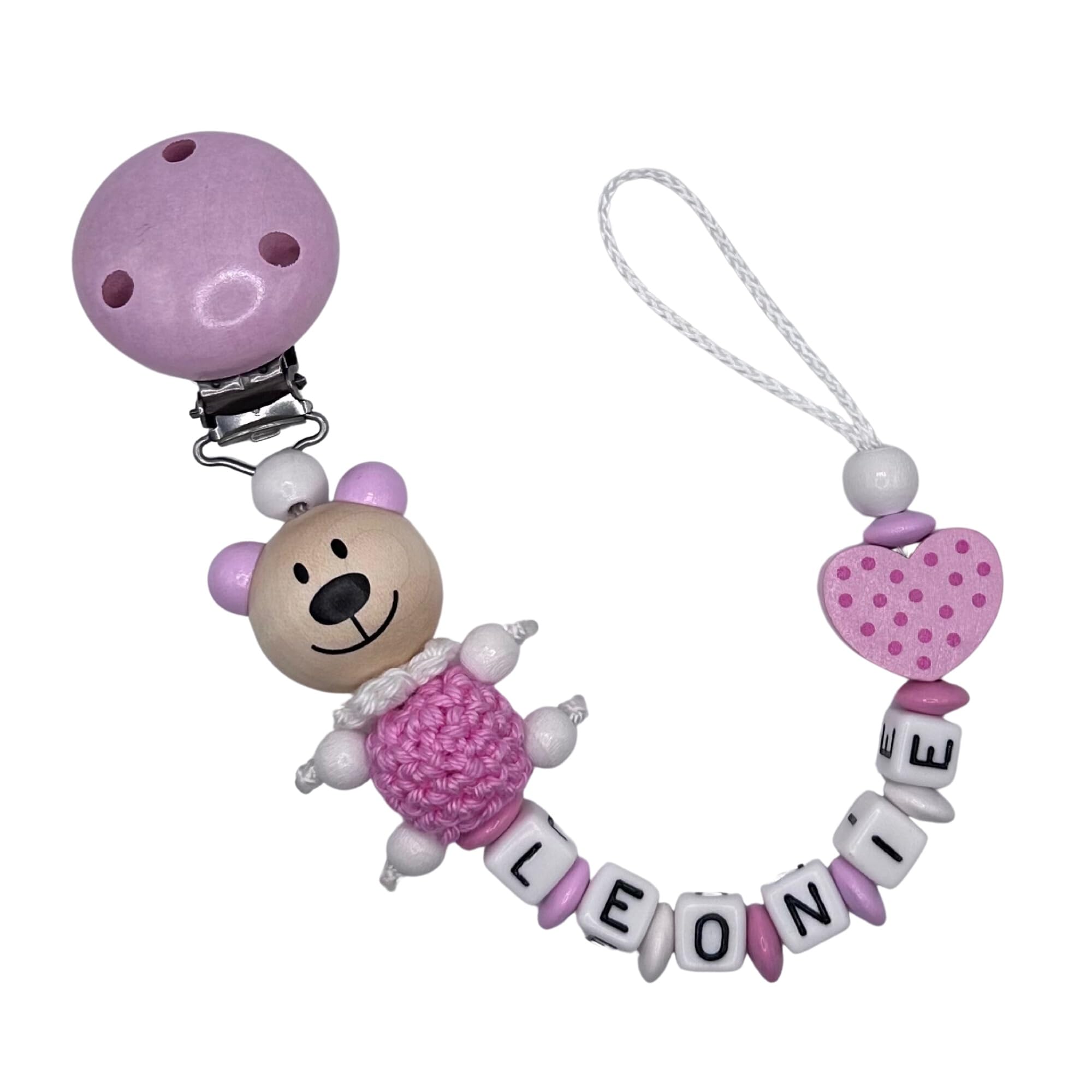Schnullerband mit Namen für Mädchen & Jungen personalisierte Baby Geschenke (Blau)