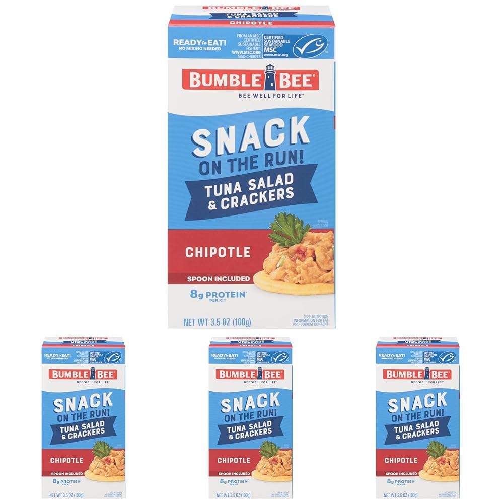 Bumble Bee Snack On The Run Original Tuna Salad with Crackers Kit (Pack of 12) - Ready to Eat Protein Snack Pack - 8g Protein per Box - Wild Caught MSC Certified Tuna
