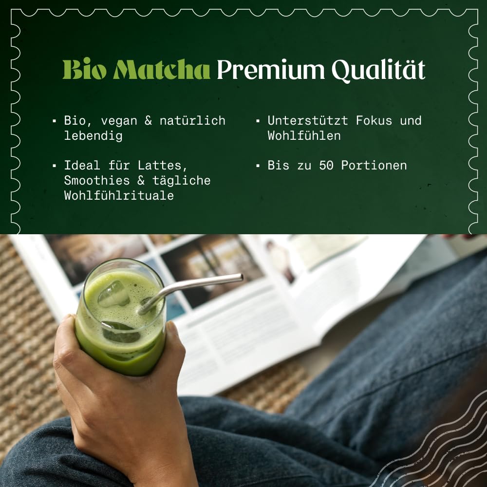 NaturaleBio Matcha Tee Pulver Bio - Premium-Qualität - 100g. Original Green Tea aus Japan. Japanischer ideal zum Trinken. Grüntee für Latte, Smoothies Getränk. Hergestellt in Uji, Kyoto.