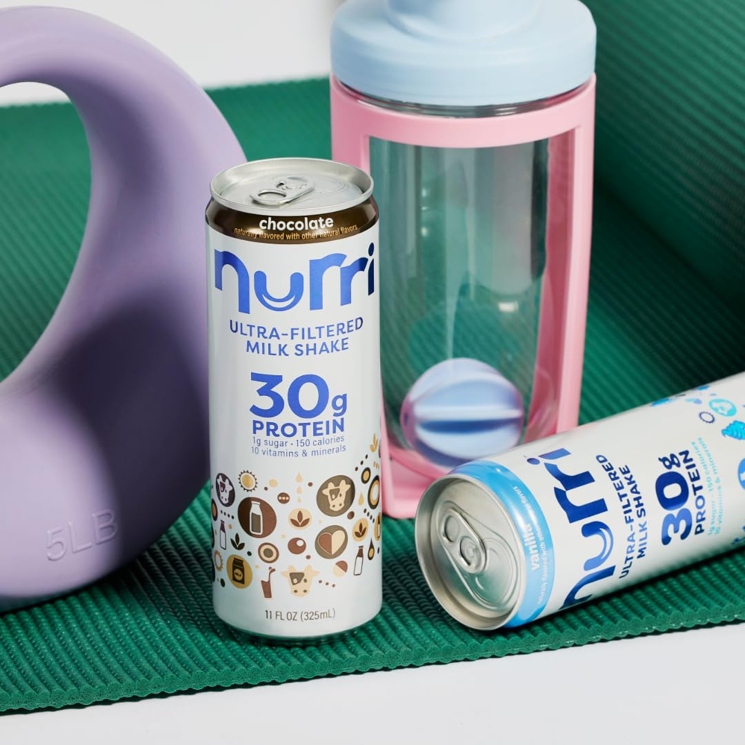 Nurri - 30g Protein Ultra Filtered Milk Shake – Chocolate - Lactose Free, Low Sugar, 150 Calories, 10 Vitamins and Minerals - 11 fl oz, 10 Cans