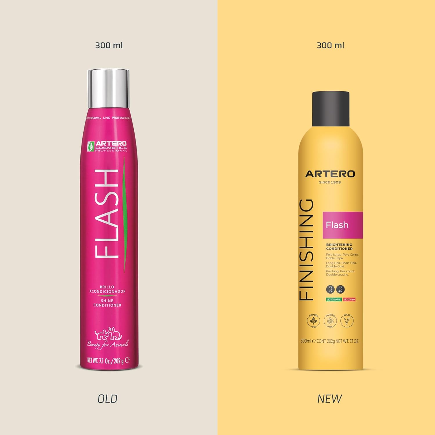 Artero Flash. Conditioner und Glanzverstärker für Hunde und Katzen in Sprayform, erleichtert das Bürsten ohne Haarbruch.