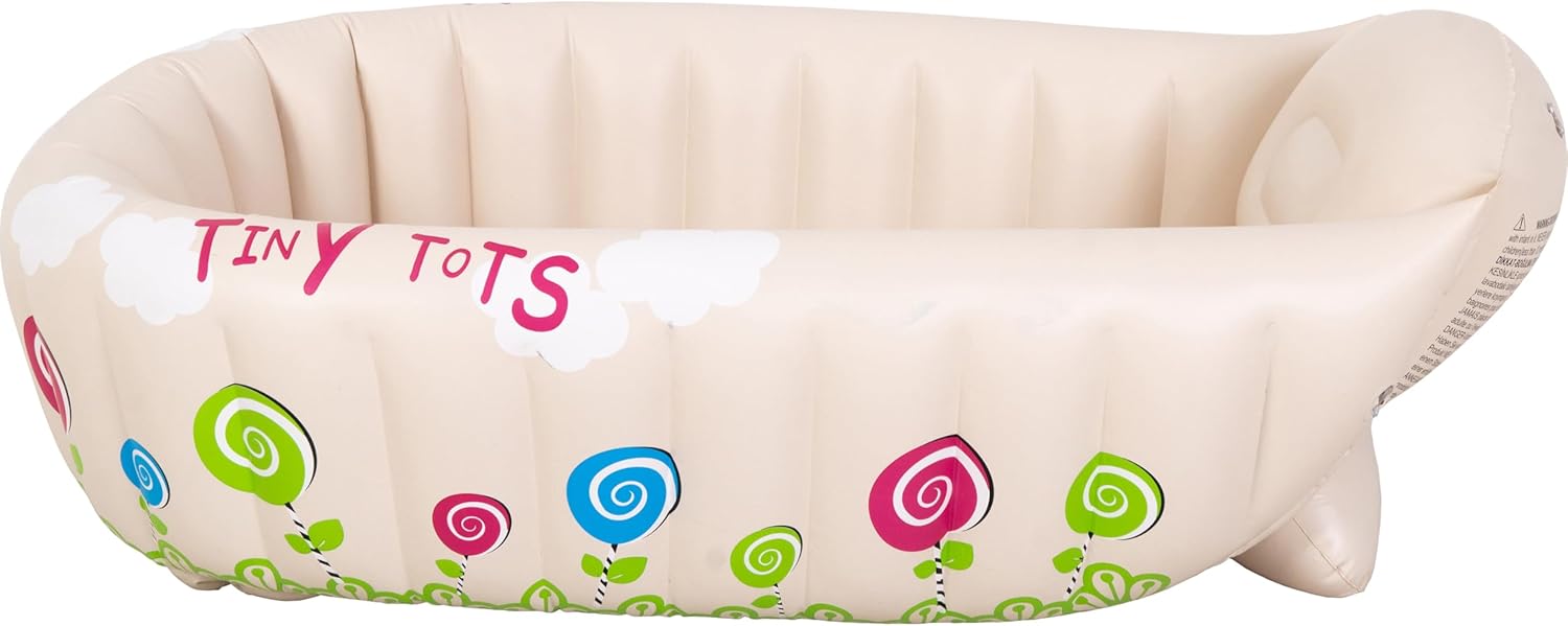 SunClub Baby Badewanne aufblasbar Planschbecken 91x61x29 cm Pool für Kinder mit Warnanzeige Thermometer faltbar für die Dusche oder unterwegs