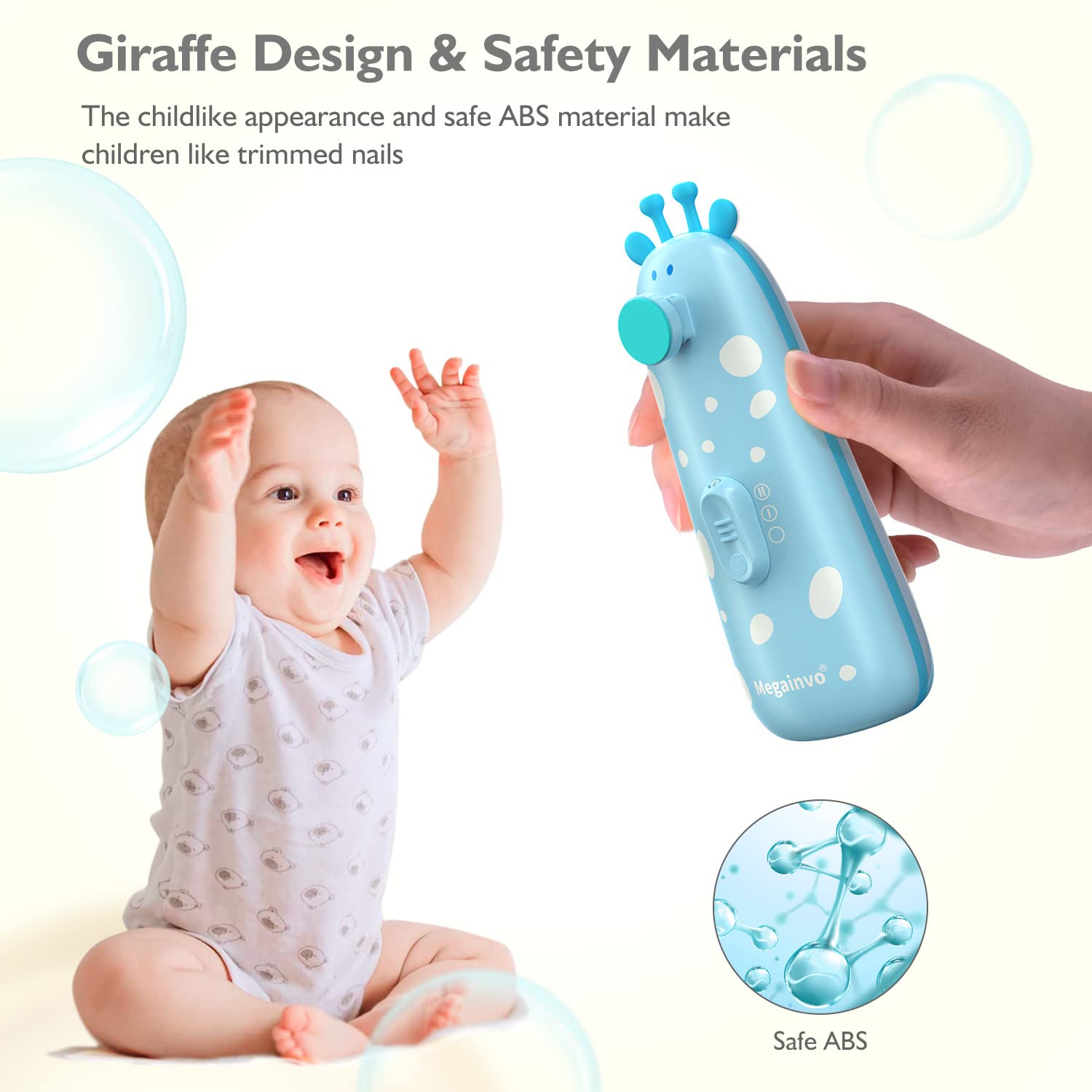 Elektrische Nagelfeile Baby Nagelpflegeset Elektrisch Nagelpflege Nail Trimmer Nagelschere Nageltrimmer Nail File Maniküre & Pediküre Set für Neugeborene Baby mit Licht, Gelb