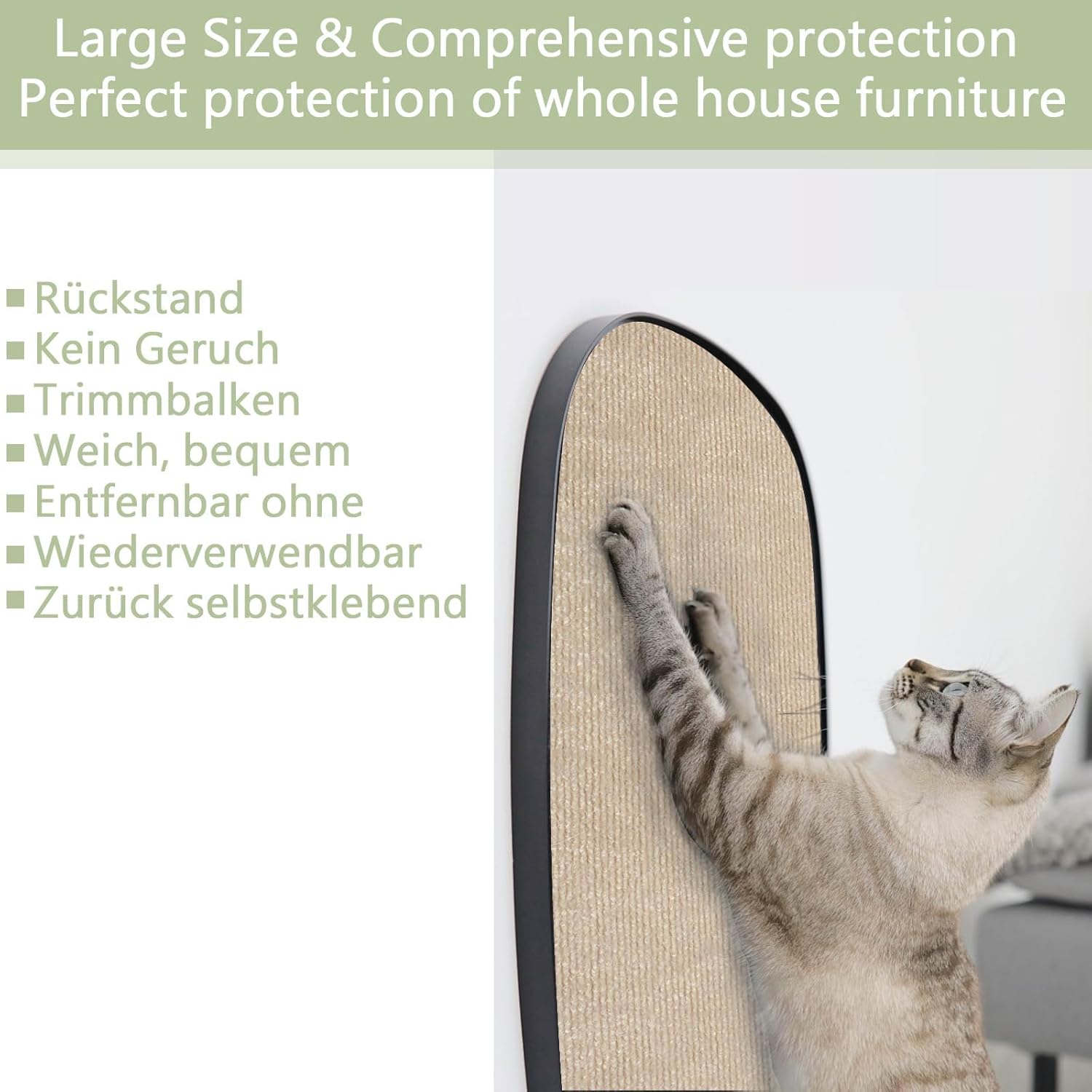 Selbstklebende Kratzschutzmatte für Sofa & Wand, 40x200 cm kratzschutz Sofa Katze - Trimmbarer Schutz gegen Katzenkratzer Couch Schutz von DIY Krallen Katzenteppich