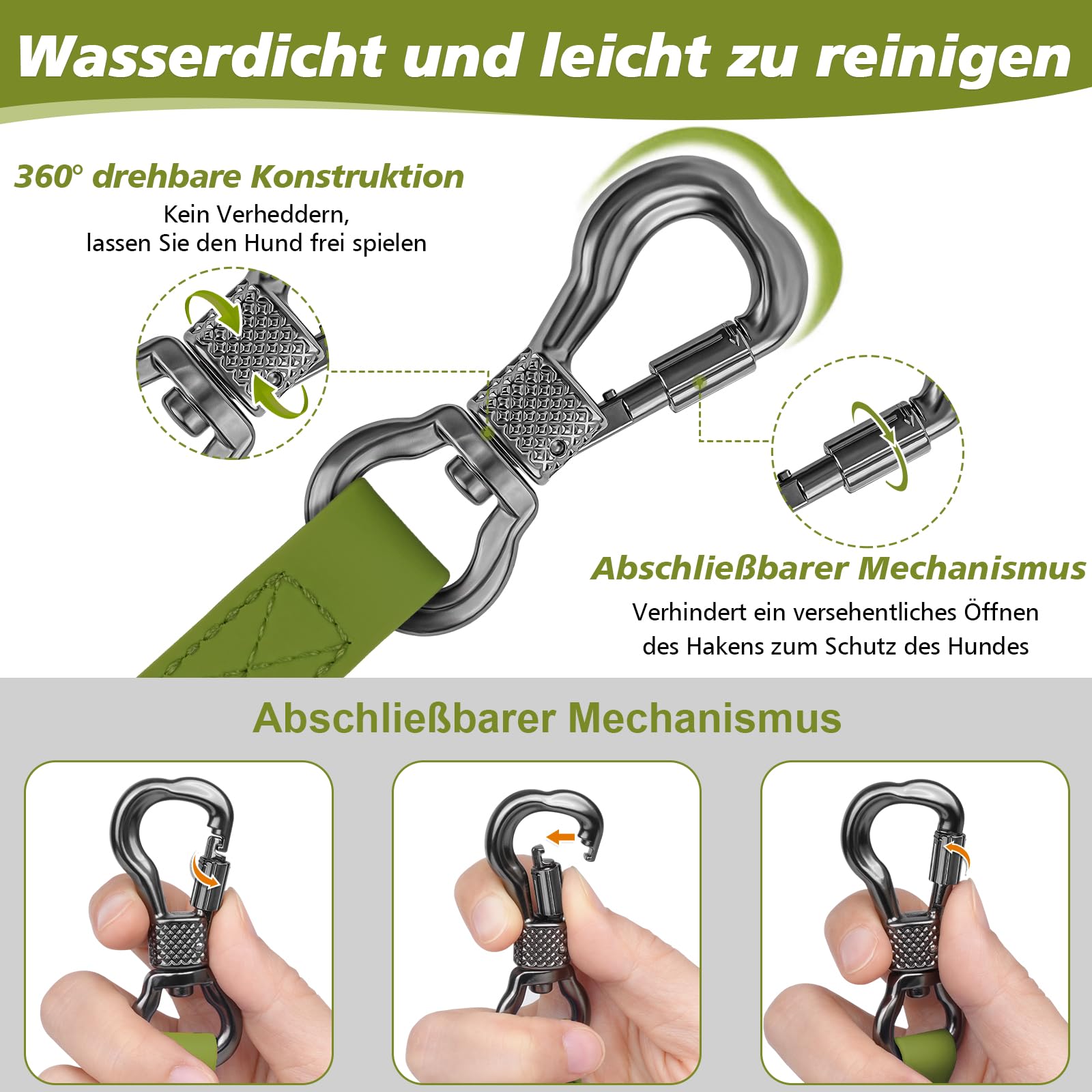X XBEN Wasserdicht Schleppleine für Hunde,3M 5M 10M 15M 20M 30M Gummierte Schleppleine mit Abschließbarer Karabine,Wasserfest Hundeleine Laufleine für Große bis Kleine Hunde,Robuste Trainingsleine