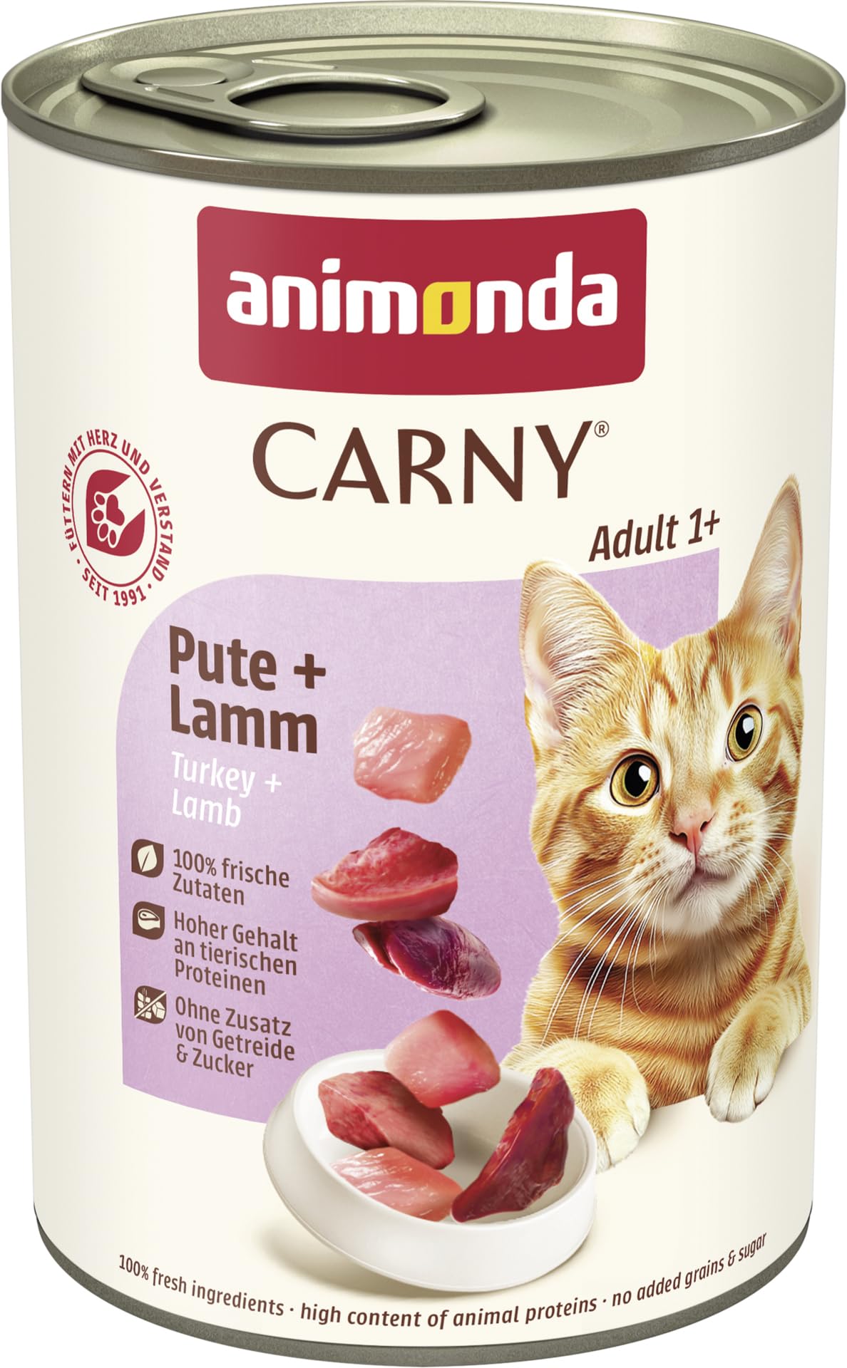 animonda Carny Adult Huhn + Lachs (6 x 400 g), Katzennassfutter für ausgewachsene Katzen, Nassfutter mit 100 % frischen, fleischlichen Zutaten, Katzenfutter ohne Getreide und Zucker