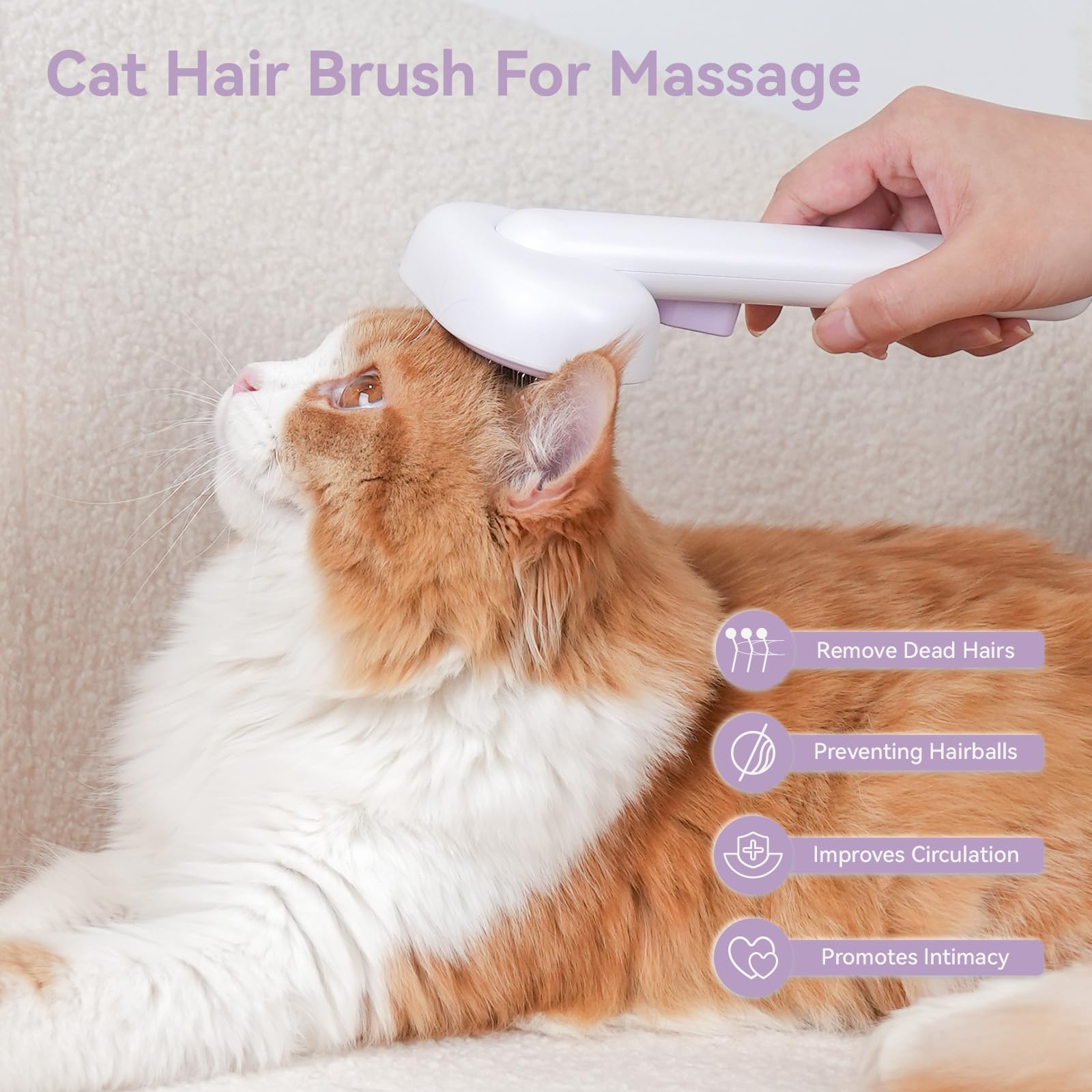 aumuca Katzenbürste für Langhaar und Kurzhaar, Haarentfernung mit Einem Klick, Hautfreundliche Katzenhaarbürste, Fellbürste für Katze und Hund zum Entfernen von losem Fell und zur Massage