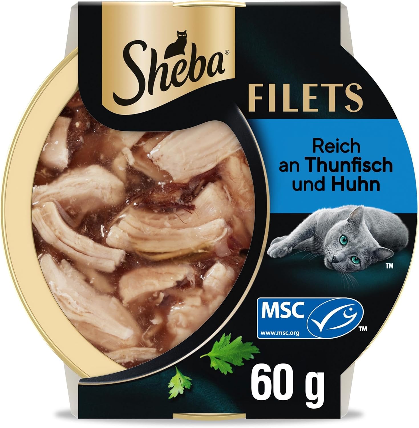 SHEBA Filets Adult Katzenfutter in Sauce mit Huhn 16 x 60g Schale