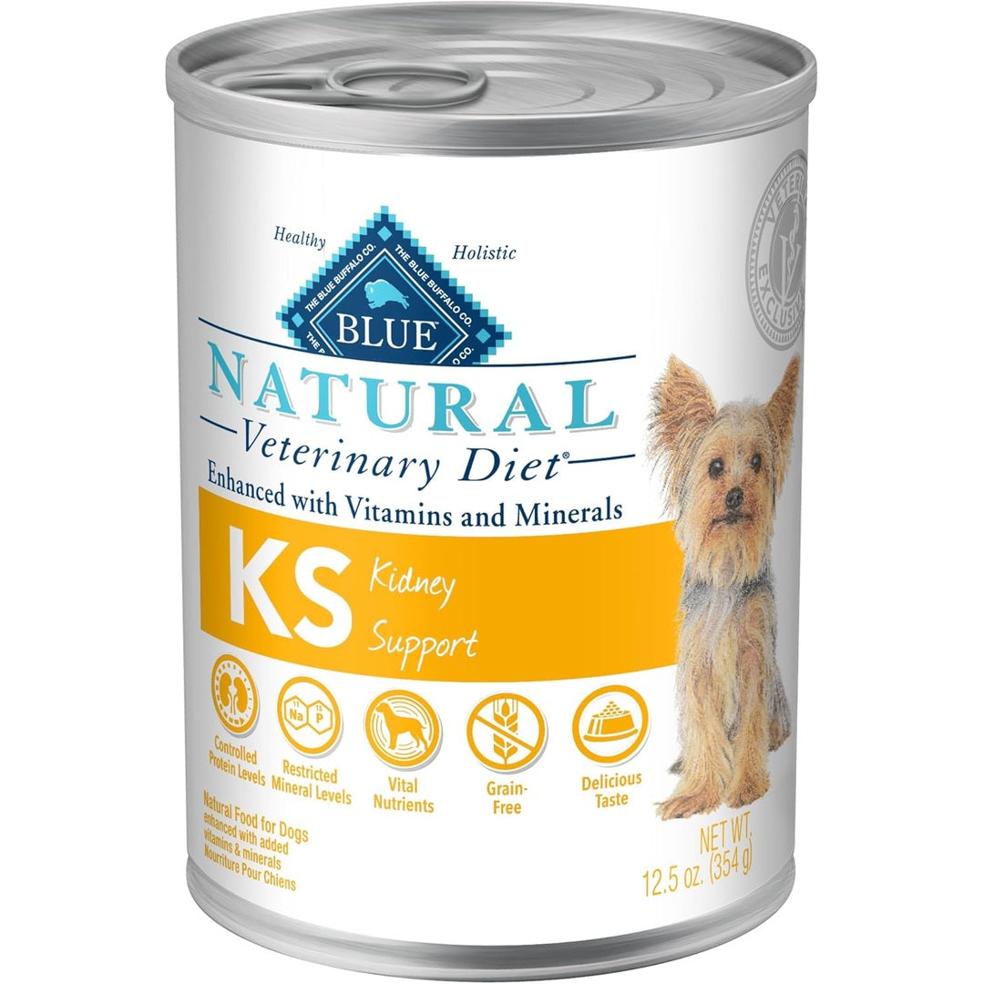 Blue Buffalo Natural Veterinary Diet KS Kidney Support Wet Dog Food, Chicken 12.5-oz Cans (Pack of 12)