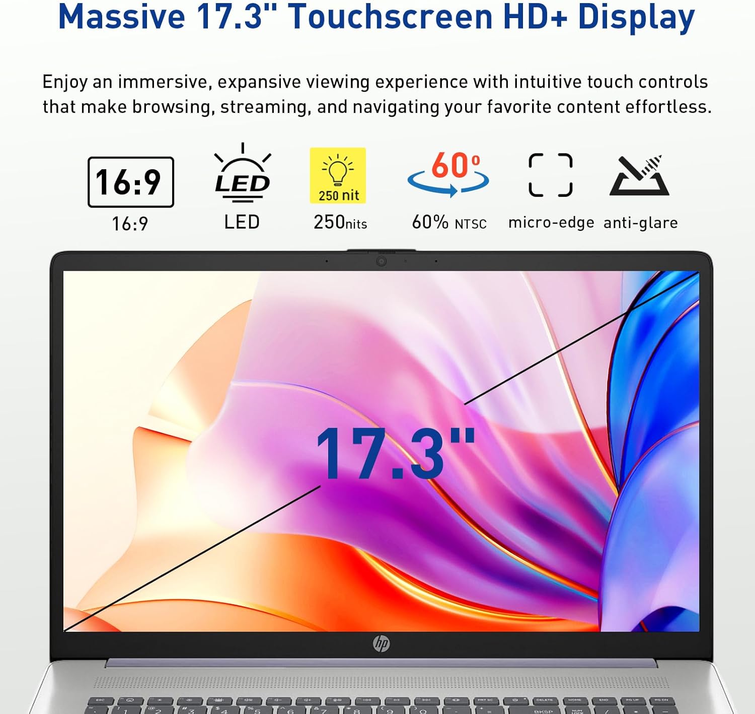 HP 17.3" Touchscreen Laptop w/Microsoft 365, 16GB RAM, 1TB SSD+128GB UFS, Webcam w/Shutter, Fingerprint Reader, Backlit Keyboard, Microsoft Copilot Key, Intel Quad-Core CPU, Win11, Lavender