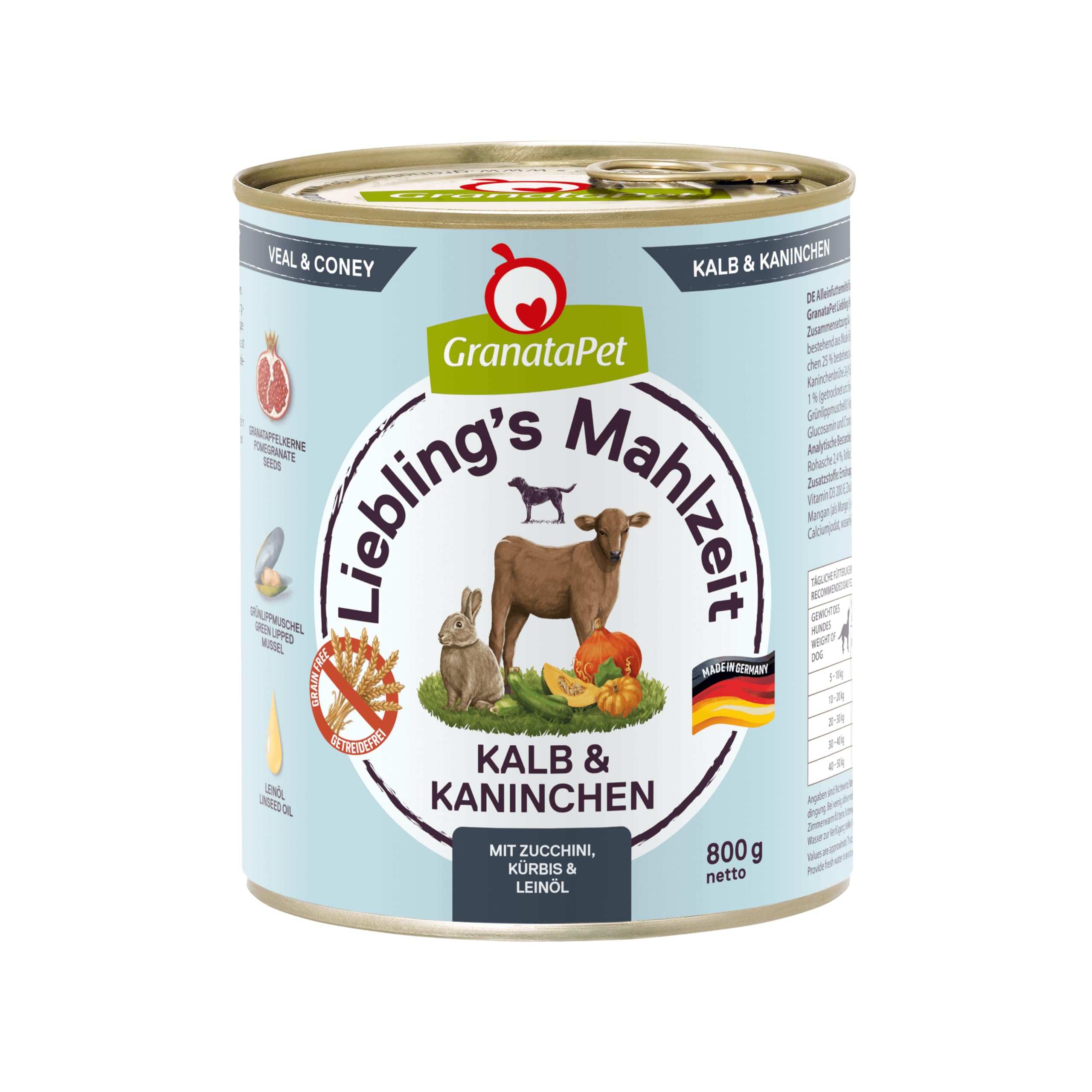 GranataPet Liebling's Mahlzeit Multipack 2, Nassfutter für Hunde im Probierpaket, Alleinfuttermittel ohne Getreide, Hundefutter mit hohem Fleischanteil & hochwertigen Ölen, 6 x 800 g