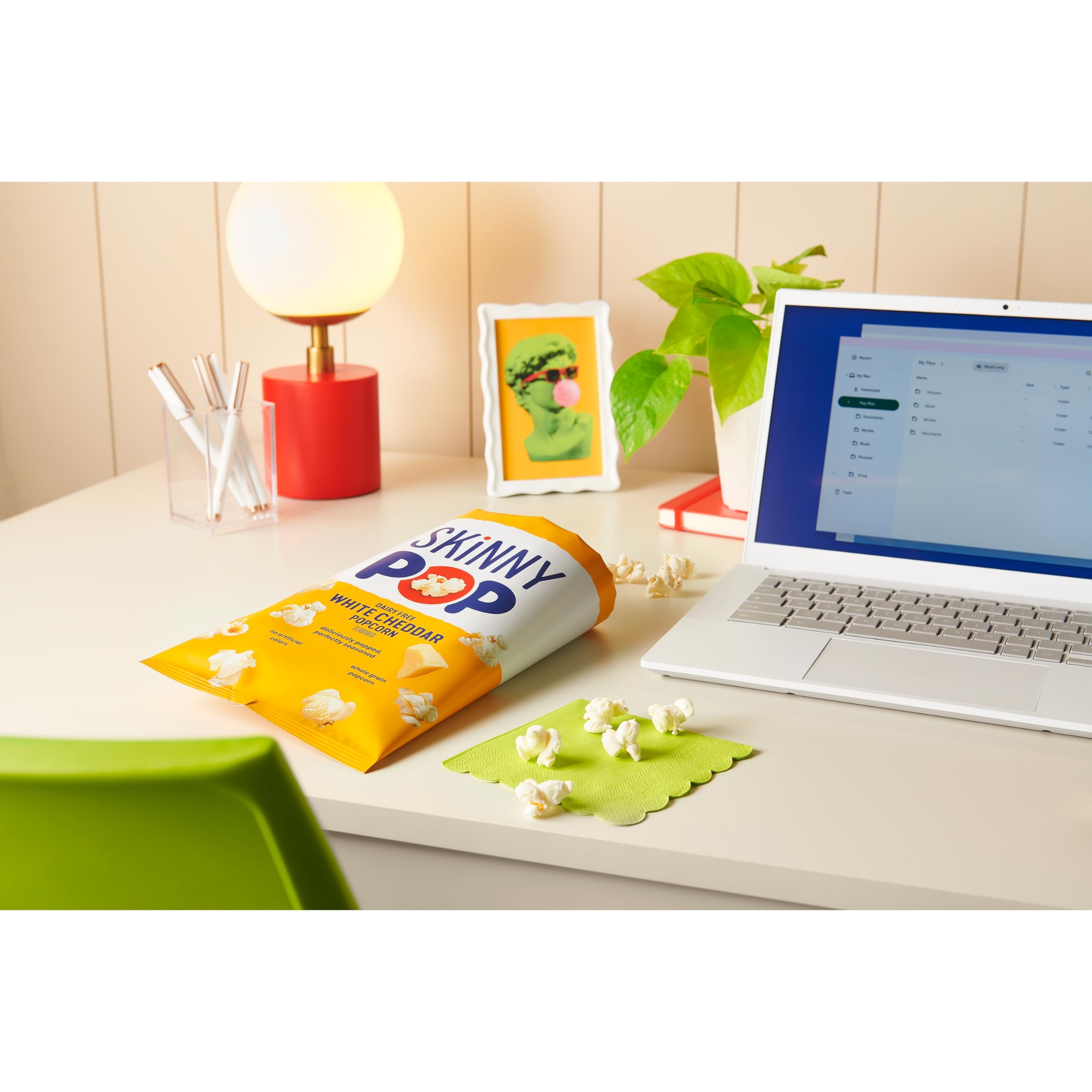 SkinnyPop Popcorn, Original, Whole Grain, Dairy-Free Snack, 0.65oz Bags (30ct)
