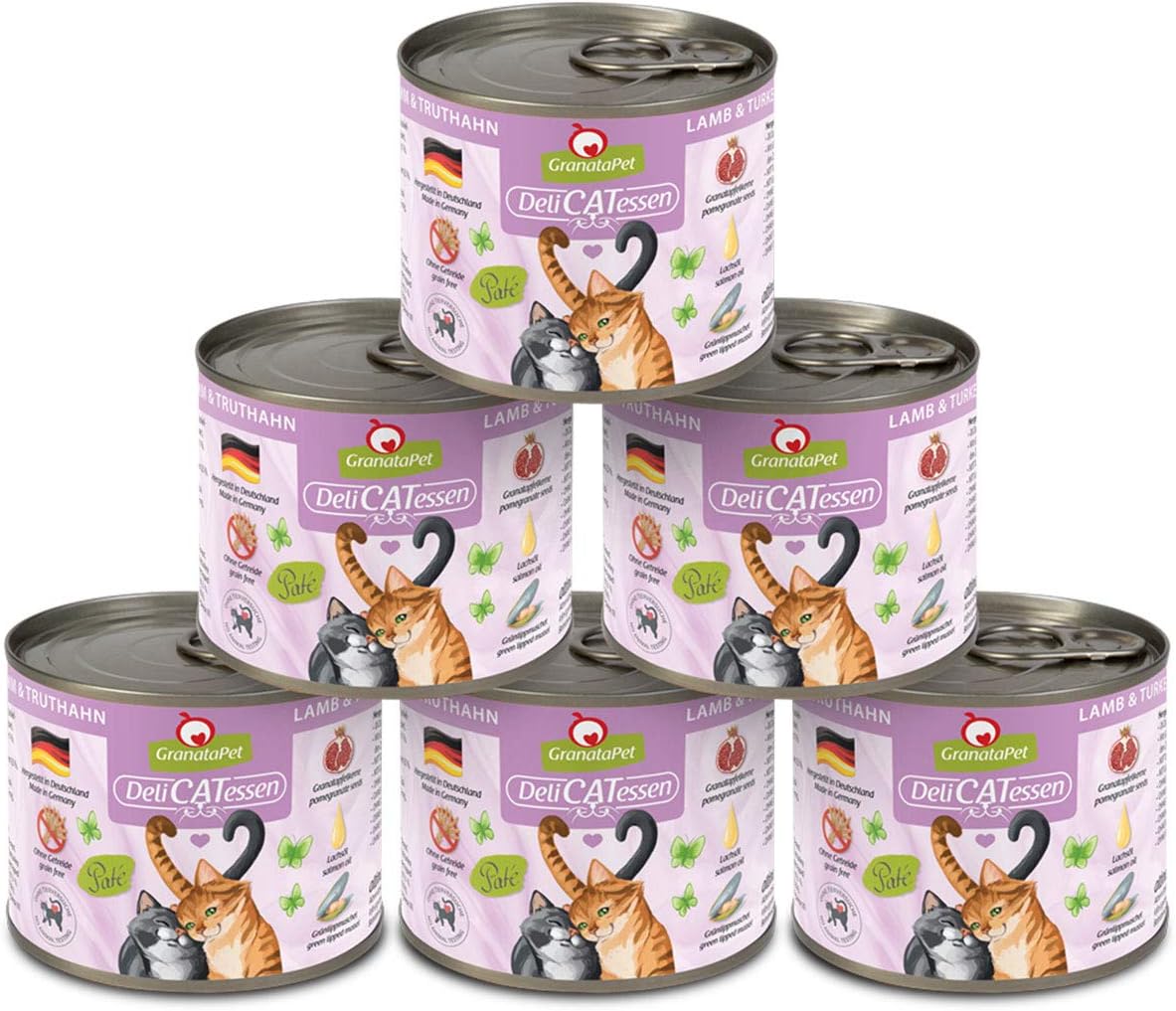 GranataPet DeliCatessen Huhn PUR, Nassfutter für Katzen, Futter ohne Getreide & ohne Zuckerzusätze, Katzenfutter mit hohem Fleischanteil & hochwertigen Ölen, 6 x 400 g