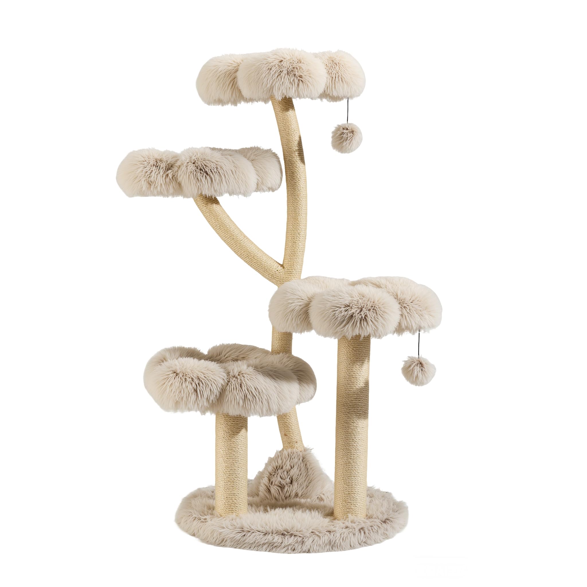 Fudajo Designer Kratzbaum mit Hängeliege, Katzenkratzbaum 59 x 59 x 169 cm, Katzenbaum bis max. 15 kg mit Sisal und Plüsch, Katzenmöbel mit 3 Etagen