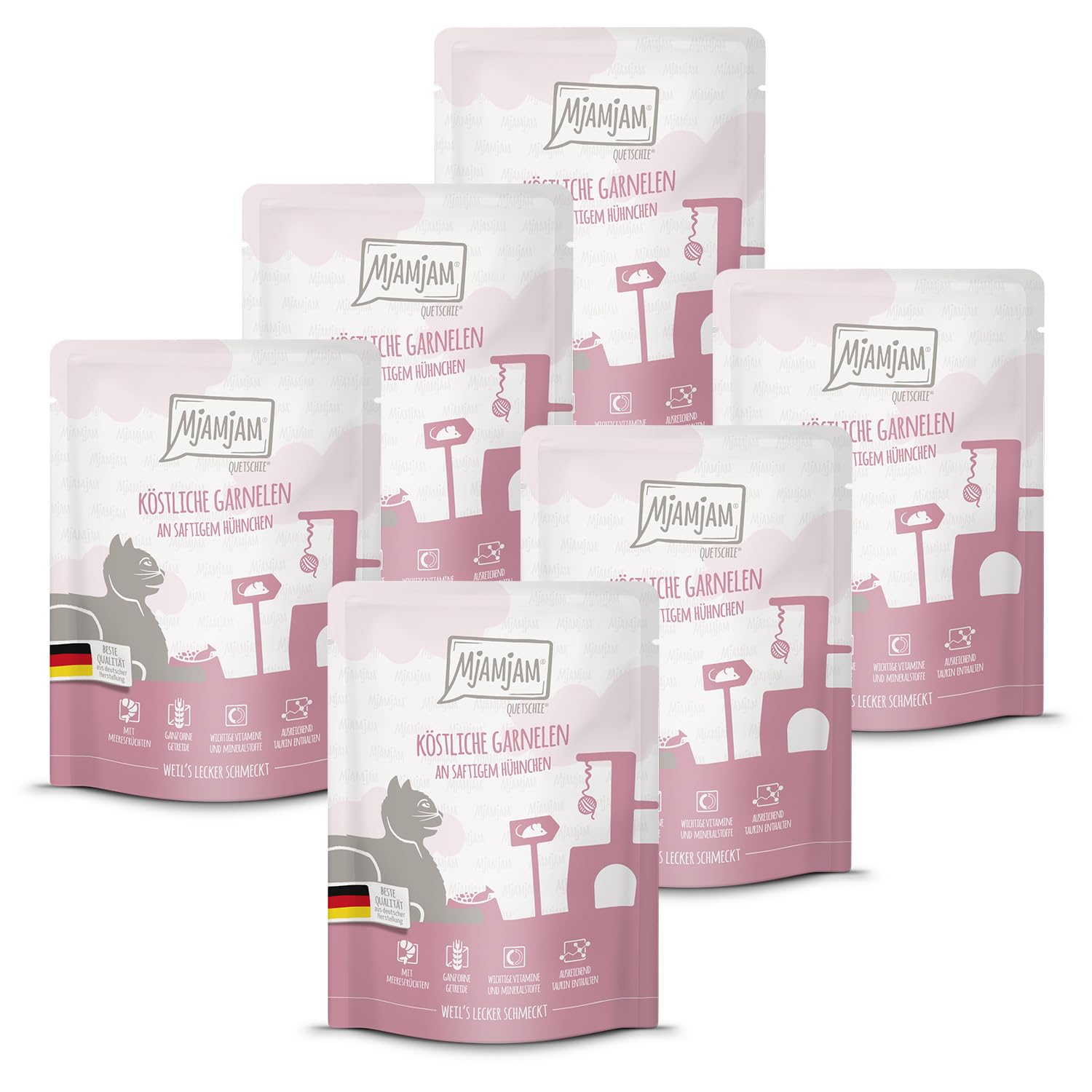 MjAMjAM - Premium Nassfutter für Katzen - saftiges Huhn an leckeren Möhrchen, 6er Pack (6 x 400 g), getreidefrei mit extra viel Fleisch