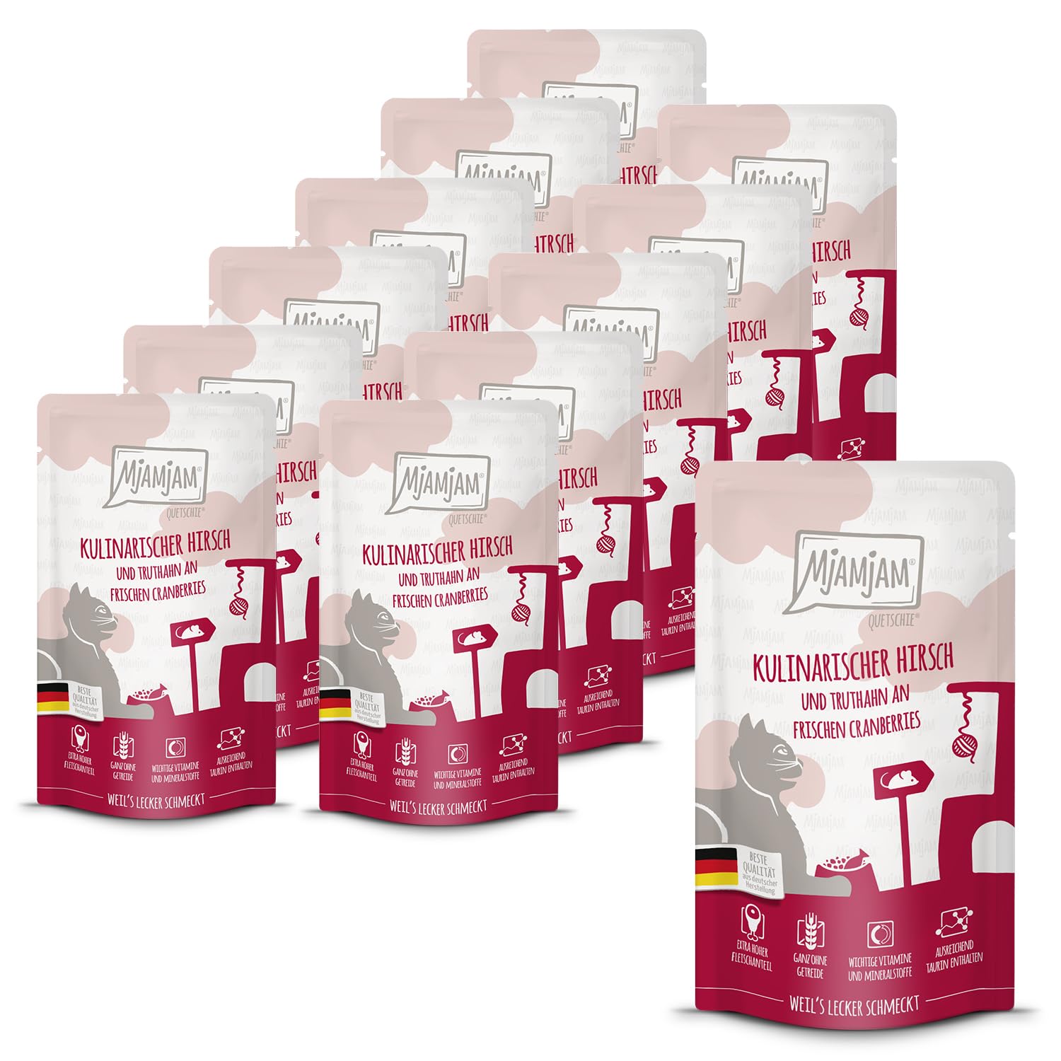 MjAMjAM - Premium Nassfutter für Katzen - saftiges Huhn an leckeren Möhrchen, 6er Pack (6 x 400 g), getreidefrei mit extra viel Fleisch