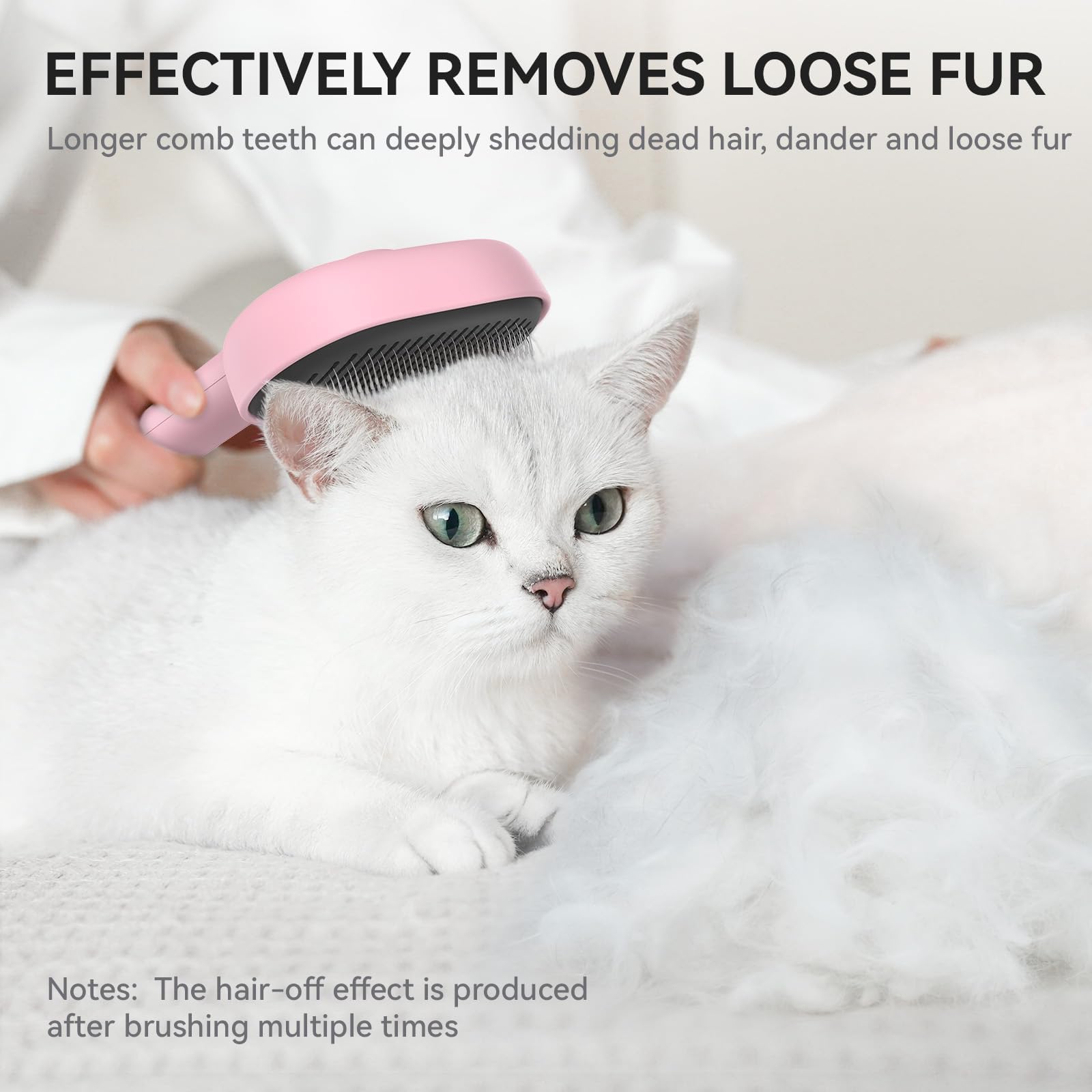 aumuca Katzenbürste für Langhaar und Kurzhaar, Haarentfernung mit Einem Klick, Hautfreundliche Katzenhaarbürste, Fellbürste für Katze und Hund zum Entfernen von losem Fell und zur Massage