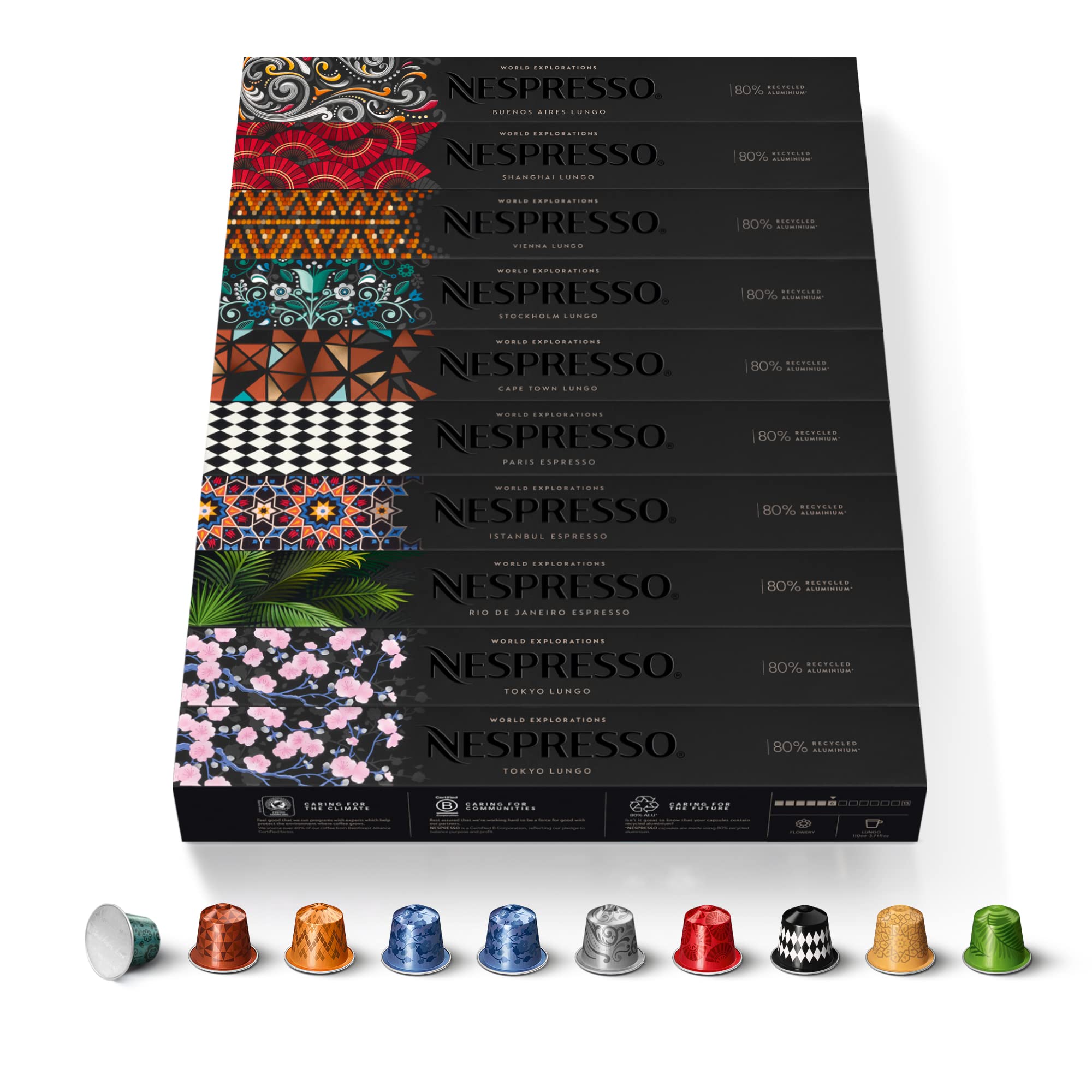 NESPRESSO ORIGINAL Ispirazione Italiana Auswahl 100 Kaffeekapseln | Arabica & Robusta Kaffee | Mittlere bis dunkle Röstung