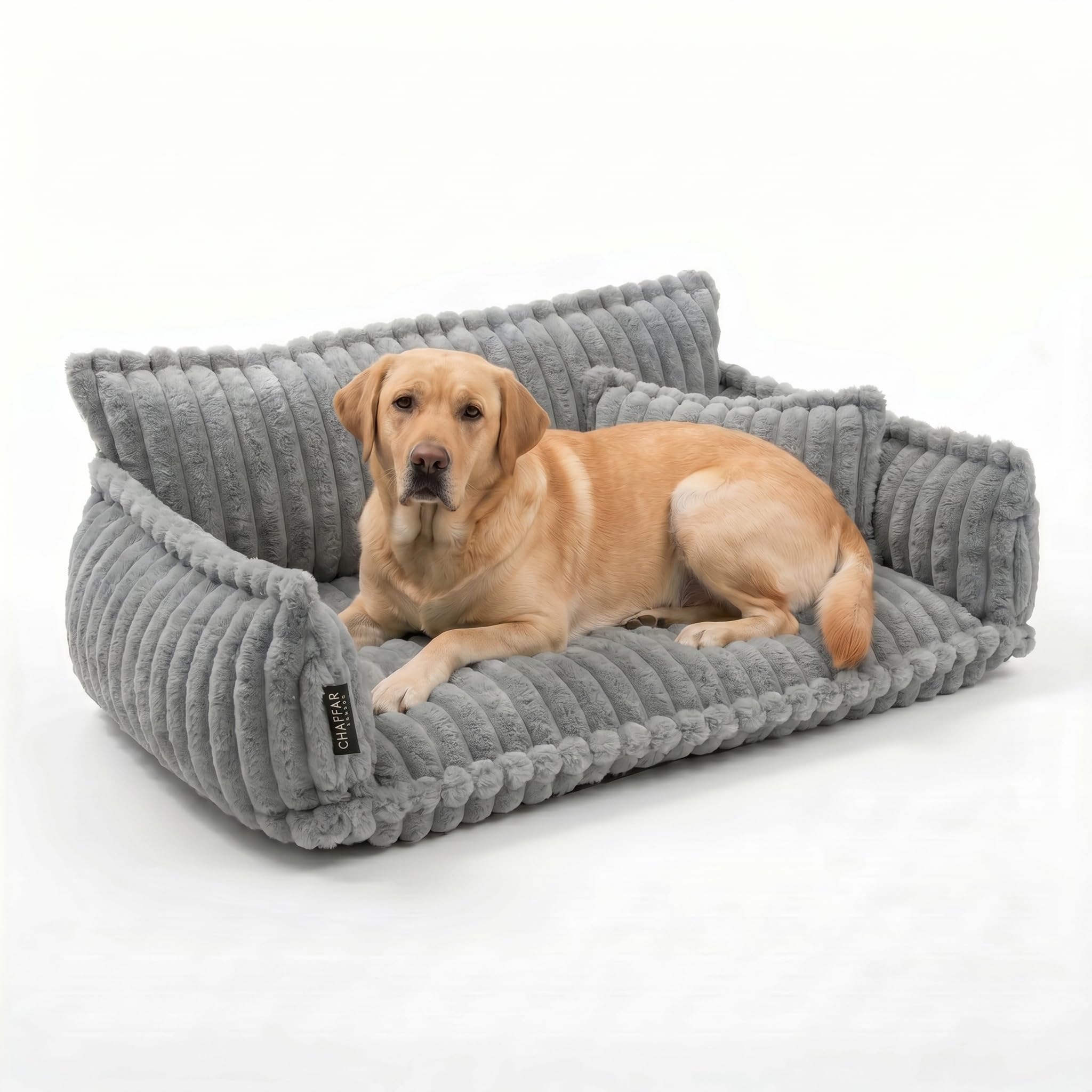 Katzensofa Chaffar | Katzenbett Hundebett Hundesofa | Orthopädische Matratze | Moderner Stil | Cord-Design Größen (Lichtgrau, M (80cm))