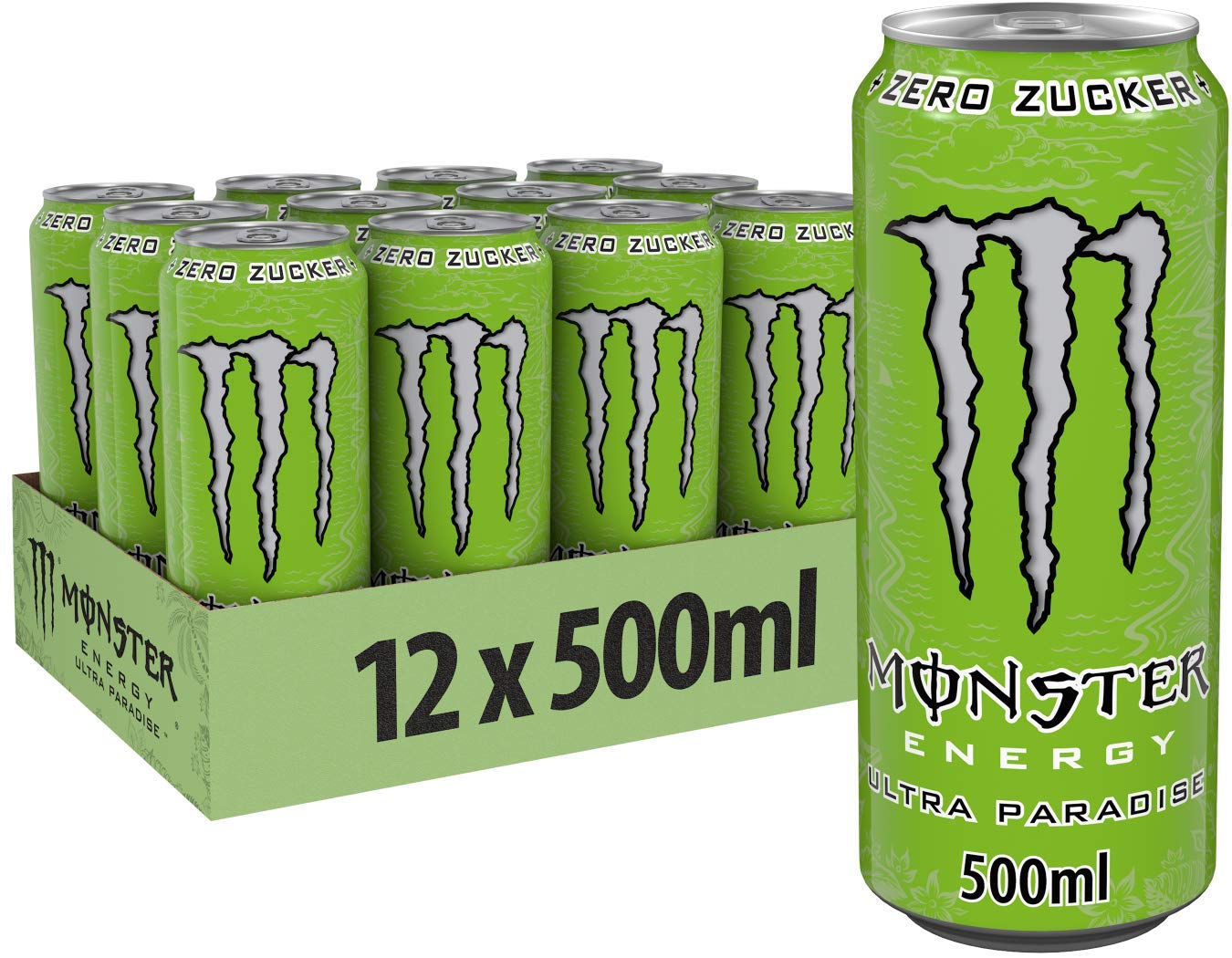 Monster Energy Ultra Fiesta - koffeinhaltiger Energy Drink mit leichtem Mango-Geschmack - ohne Zucker und ohne Kalorien - in praktischen Einweg Dosen (12 x 500 ml)