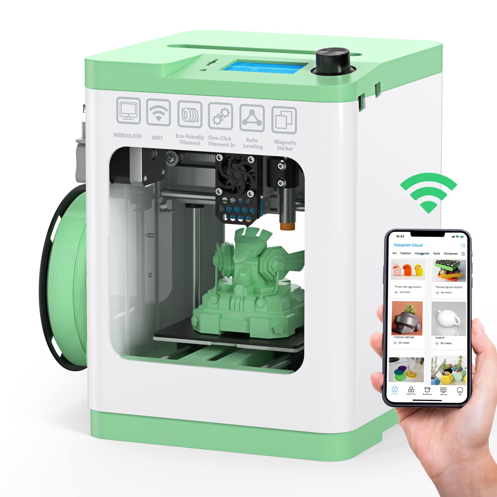 Entina Tina2C 3D Printer for Kids & Beginners, Fully Assembled Starter Mini 3D Printer, Start in 8 Mins, App & WiFi Control, Auto Leveling, 3000+ Model Library, 20+ Creative DIY Modules for STEM, Home