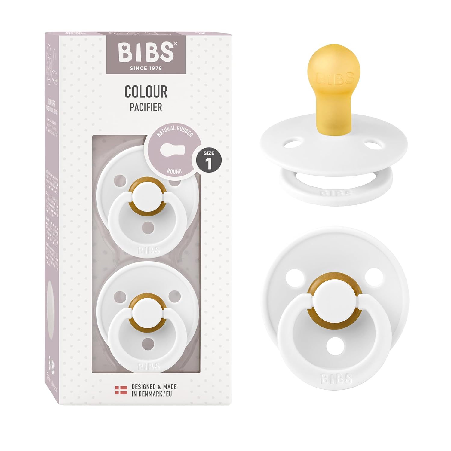 BIBS Colour Schnuller 2er-Pack, BPA-frei, Kirschform Nippel. Naturkautschuk/Latex, Hergestellt in Dänemark. Größe 1 | 0+ Monate | 2-Pack, Ivory/Sage