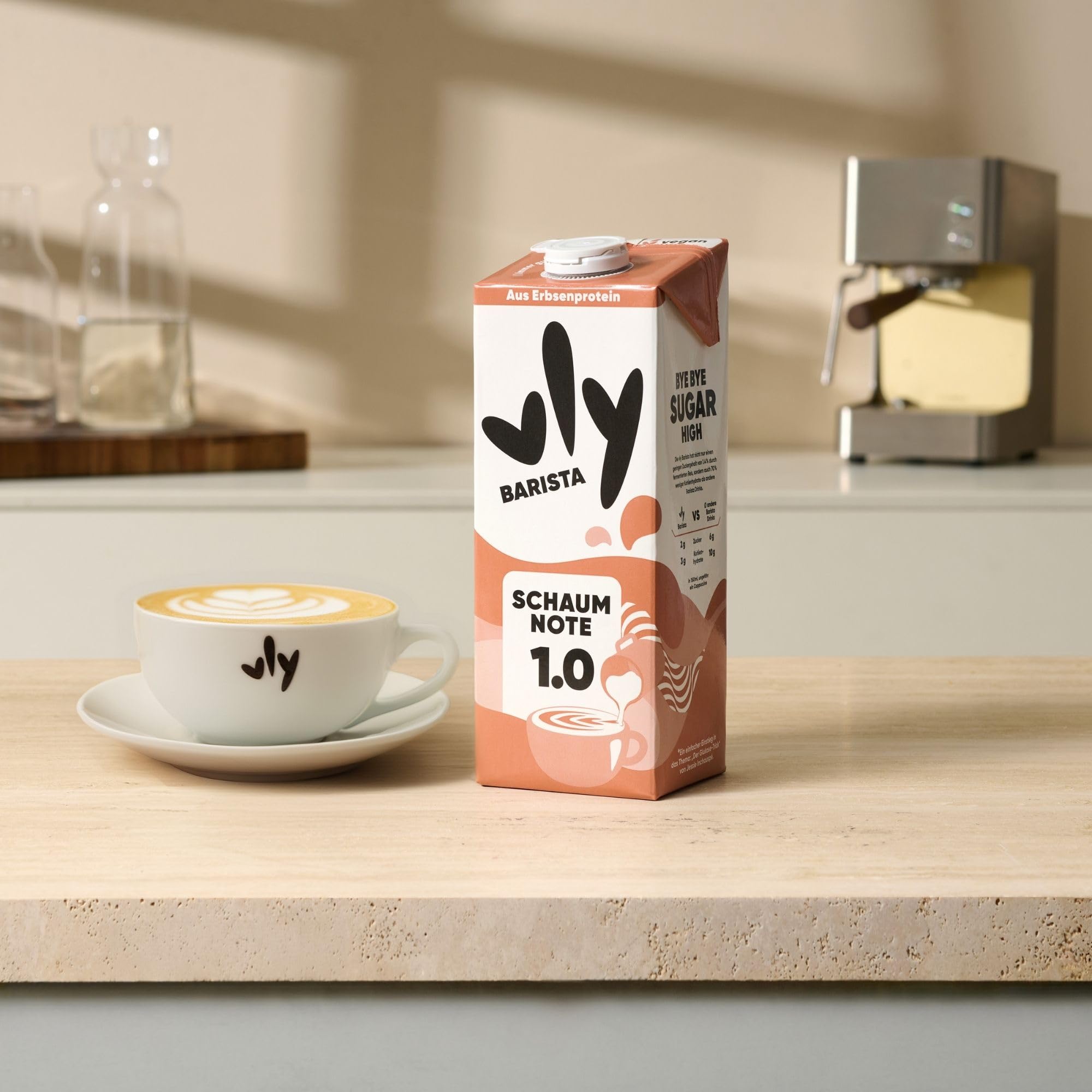 vly BARISTA - Die vegane Milchalternative aus Erbsenprotein | Cremiger Schaum | Reich an Ballaststoffen, Calcium, Vitaminen & Protein | Laktosefrei, Glutenfrei, Zuckerarm, Pflanzlich - 16x1L