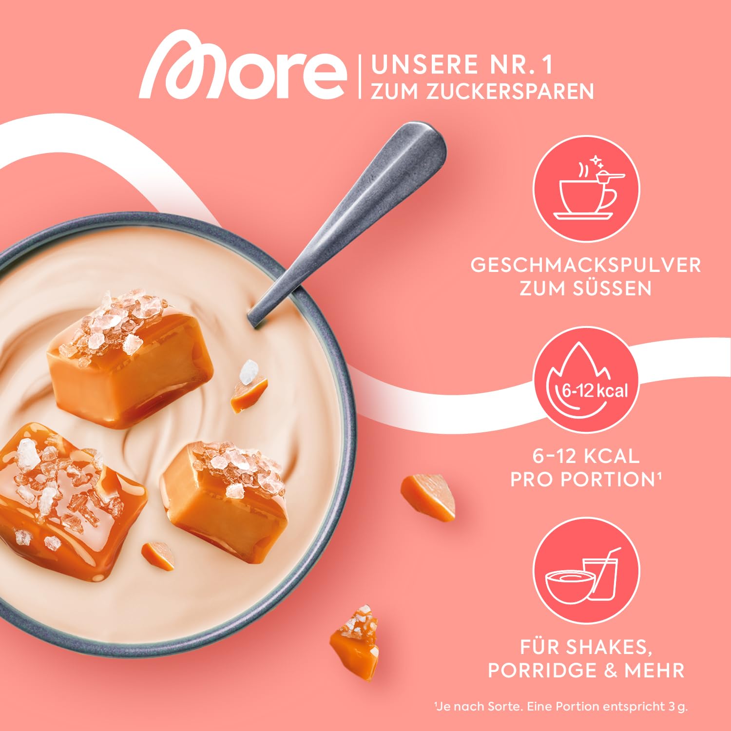 MORE Chunky Flavour, Vanilla Perfection, 150 g, vegan, Geschmackspulver zum Süßen, ohne viel Zucker und Kalorien, mit Inulin und Laktase - made in Germany