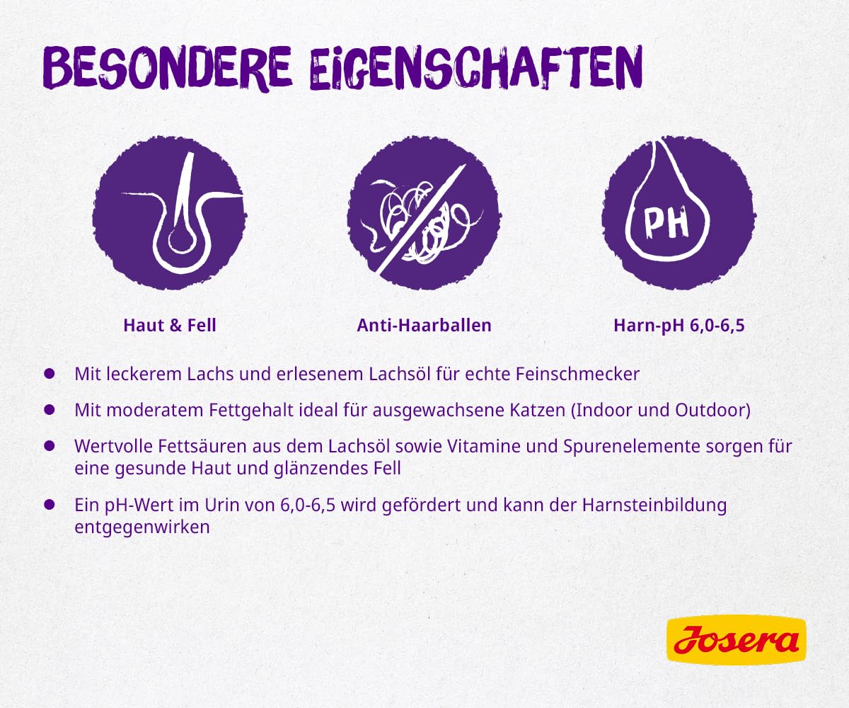 JOSERA Culinesse (1 x 10 kg) | Adult | Premium Trockenfutter für ausgewachsene wählerische Katzen | Lachs & Geflügel | gut verträglich | moderater Fettgehalt | weizenfrei | Katzenfutter | 1er Pack