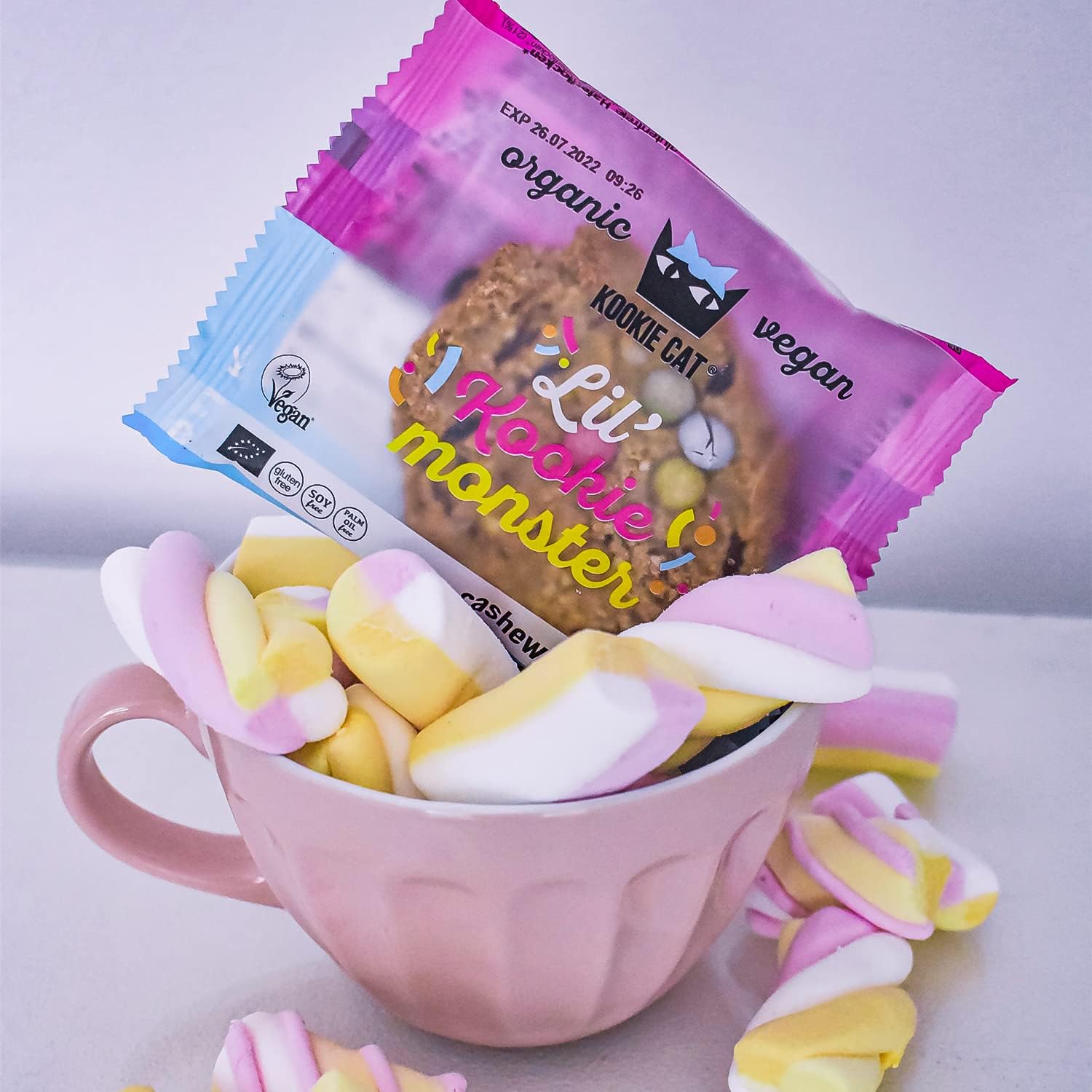 Kookie Cat Vanille Schokochip - Vegane Cookies Einzeln Verpackt, Glutenfrei, Sojafrei, Bio, Cashew & Hafer - 12 X 50g Multipack