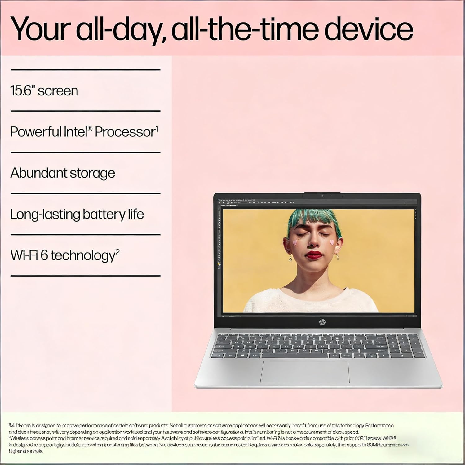 HP 15.6" FHD Laptop 2026 Edition with Copilot AI, 8GB RAM, 256GB SSD, Intel Processor, Long Battery Life, Lightweight 3.64 lbs, Microsoft 365, Windows 11 for Students & Office