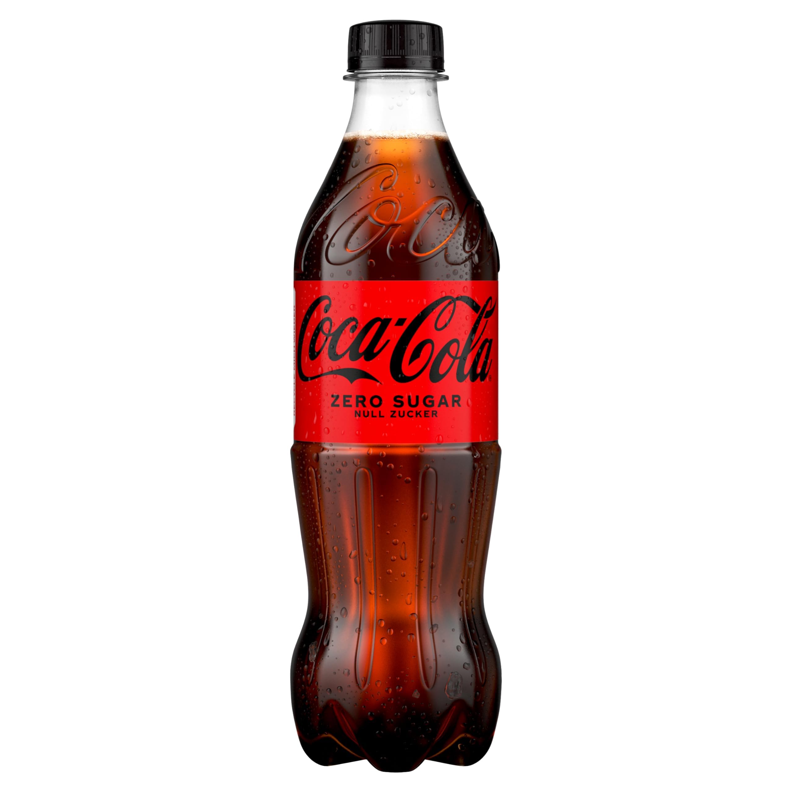 Coca-Cola Zero Sugar - koffeinhaltiges Erfrischungsgetränk mit originalem Coca-Cola-Geschmack - null Zucker und ohne Kalorien - in stylischen Einweg Flaschen (12 x 500 ml)