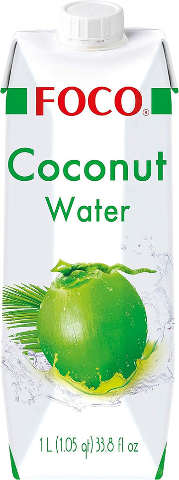 FOCO Kokosnusswasser | 100 % Pur & Natürlich | Erfrischender Durstlöscher & Sportgetränk | Von Natur aus Vegan | Praktisches Tetra-Pak | 1 x 1 l