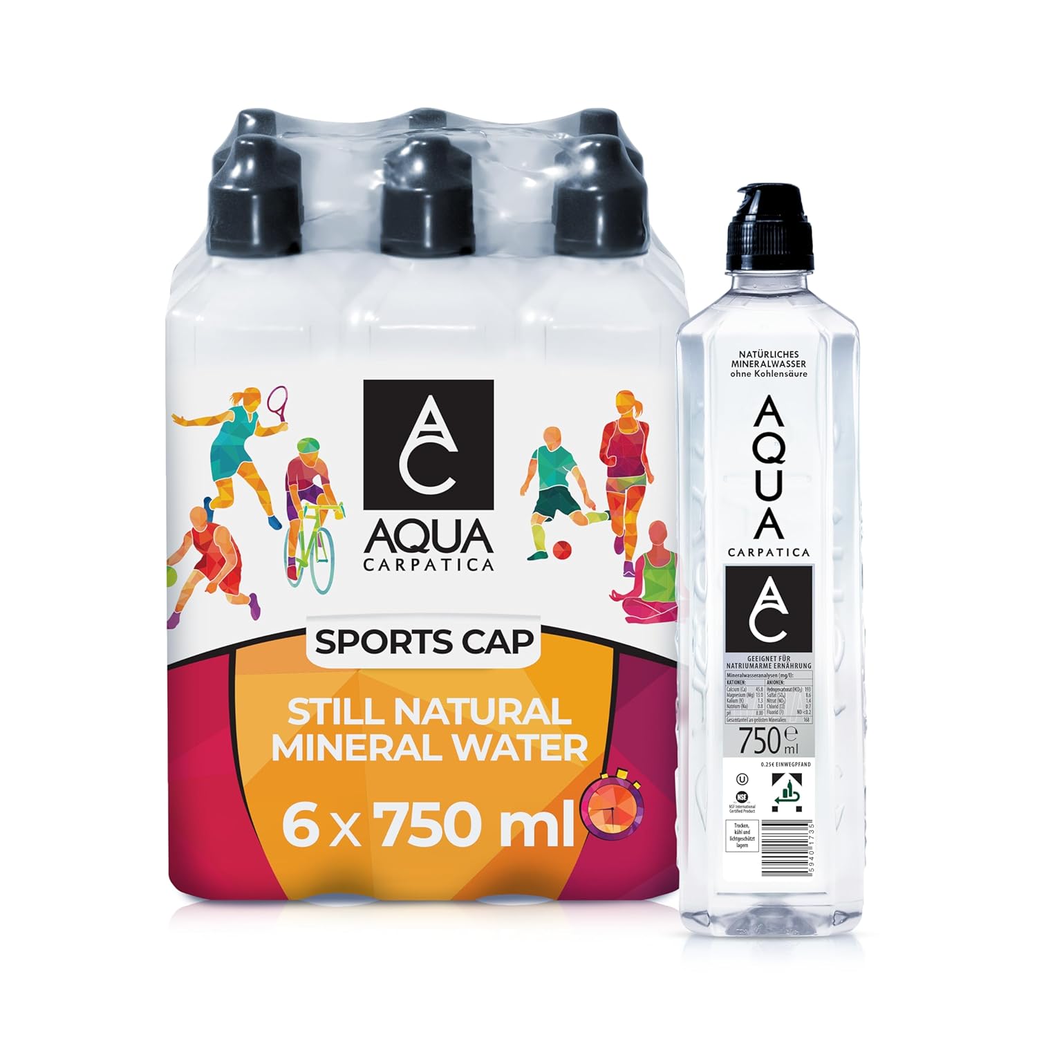 AQUA CARPATICA 1.5L x 12 (6x2) Still Water Premium Natürliches Mineralwasser, Mit Natürlichen Elektrolyten, 100% Recycelbar, BPA Frei, Ohne Kohlensäure, Perfekt für die Zubereitung von Babynahrung