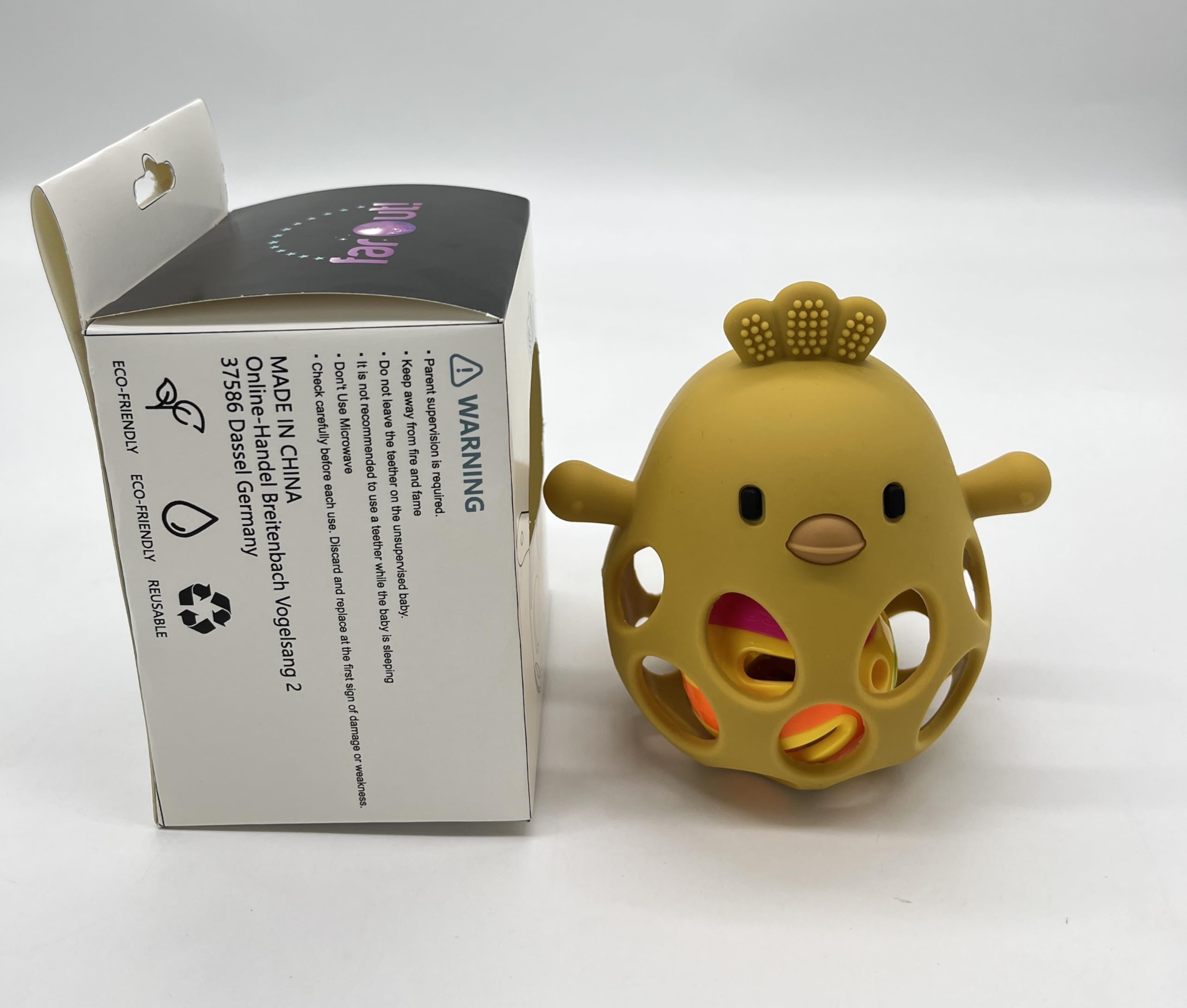 farout Montessori Beißring & Rassel für Babys - Sensorik Spielzeug ab 0 Monate, Zahnungshilfe & Greifball - Geschenk für Jungen & Mädchen