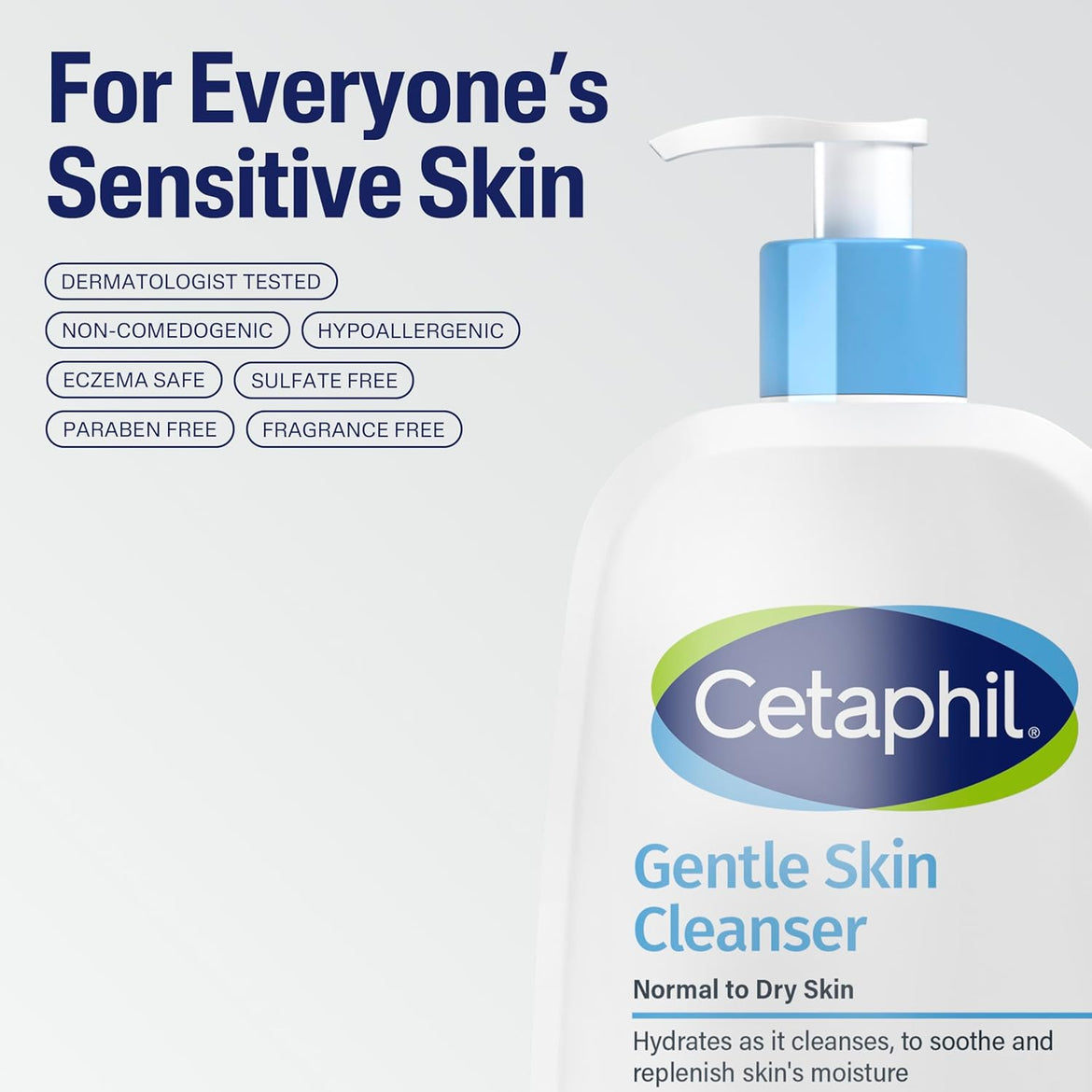 CETAPHIL Face Wash by , Hydrating Gentle Skin Cleanser for Dry to Normal Sensitive Skin, NEW 20 oz, Fragrance Free, Soap Free and Non-Foaming