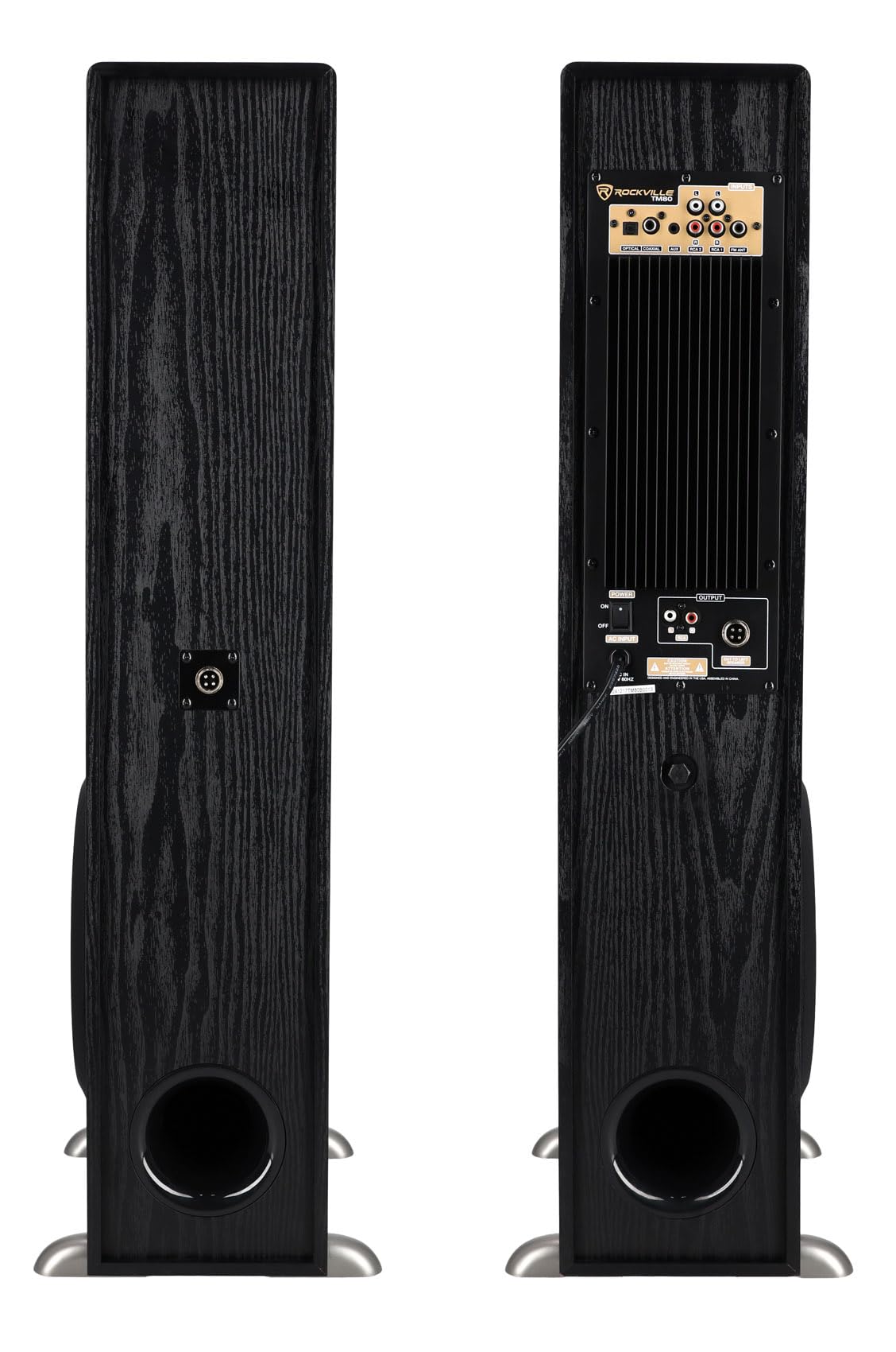 Rockville TM80D Powered Home Theater Tower Speaker System, Dark Wood, 800W, 8" Subwoofers, Bluetooth, USB/SD Playback, FM Radio, Remote Control, Karaoke Ready, Perfect for Home Entertainment