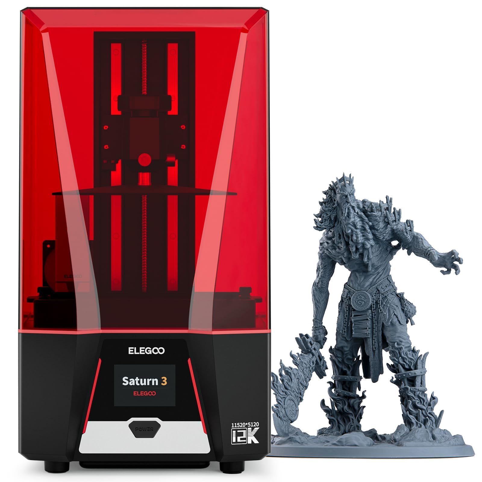 ELEGOO Saturn 4 Ultra 16K Resin 3D Printer with 10" 16K Mono LCD and Flip-up Lid, Smart Tank Heating at 30 °C, 150mm/h High Speed Printing, Large Printing Size of 8.33 × 4.66 × 8.66 Inches