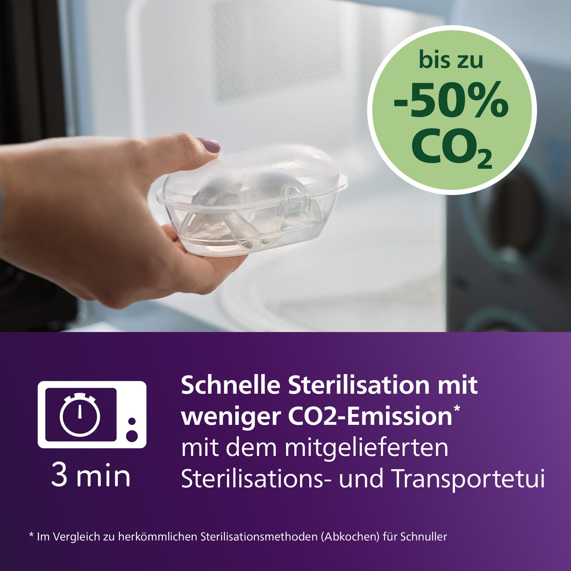 Philips Avent Soothie-Schnuller – einteiliges Silikondesign, für Neugeborene, flexibler Sauger, der den Druck auf Zähnen und Mund reduziert, BPA-frei, mit Sterilisationsbehälter, 2er-Pack, SCF099/27
