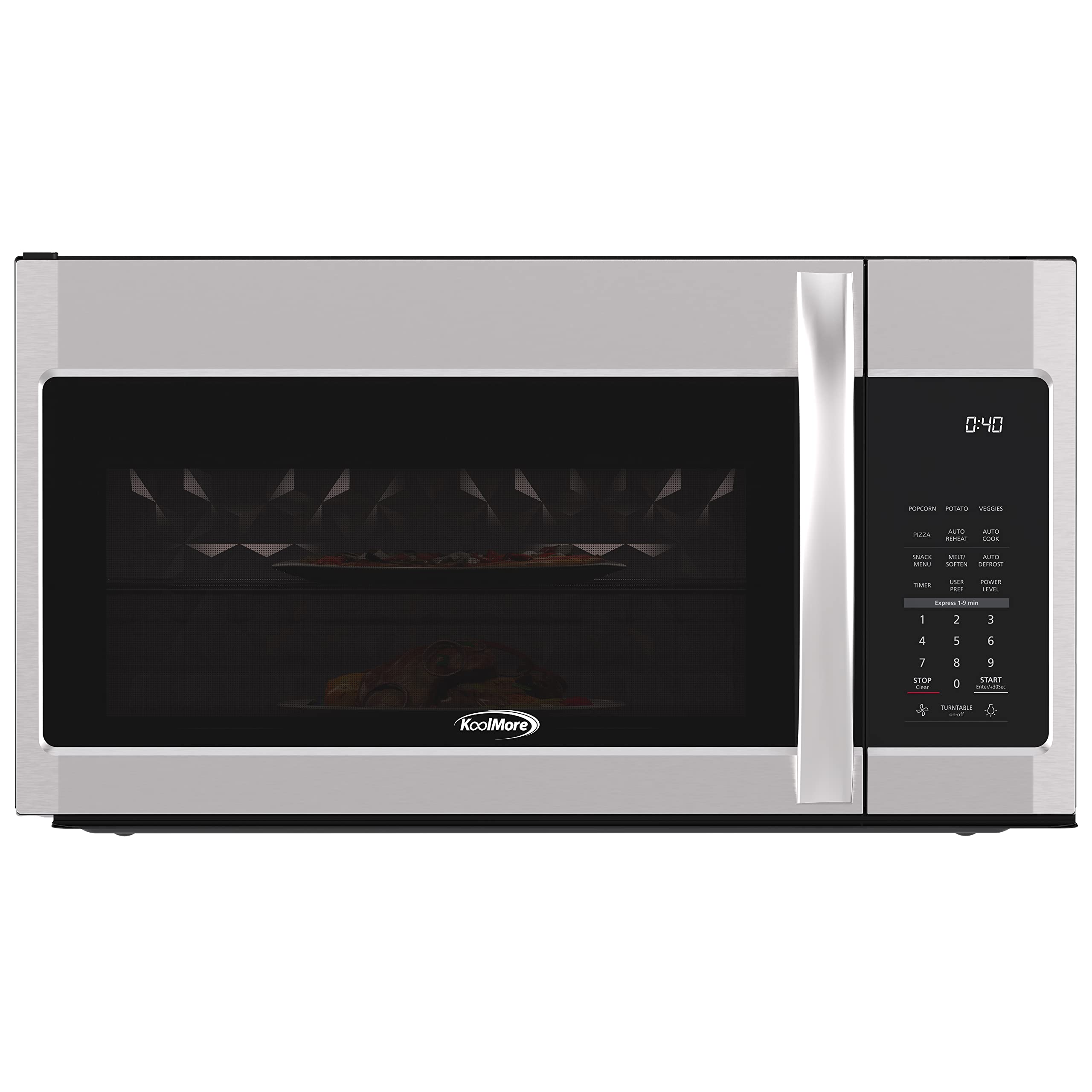 KoolMore Reserve Built-in Microwave Convection Oven with Air Fry, 3-in-1 Combo, Sensor Cook, Soft-Close Door, Stainless Steel, 24 in. / 1.6 cu. ft. with NEMA 5-20P Plug in Black