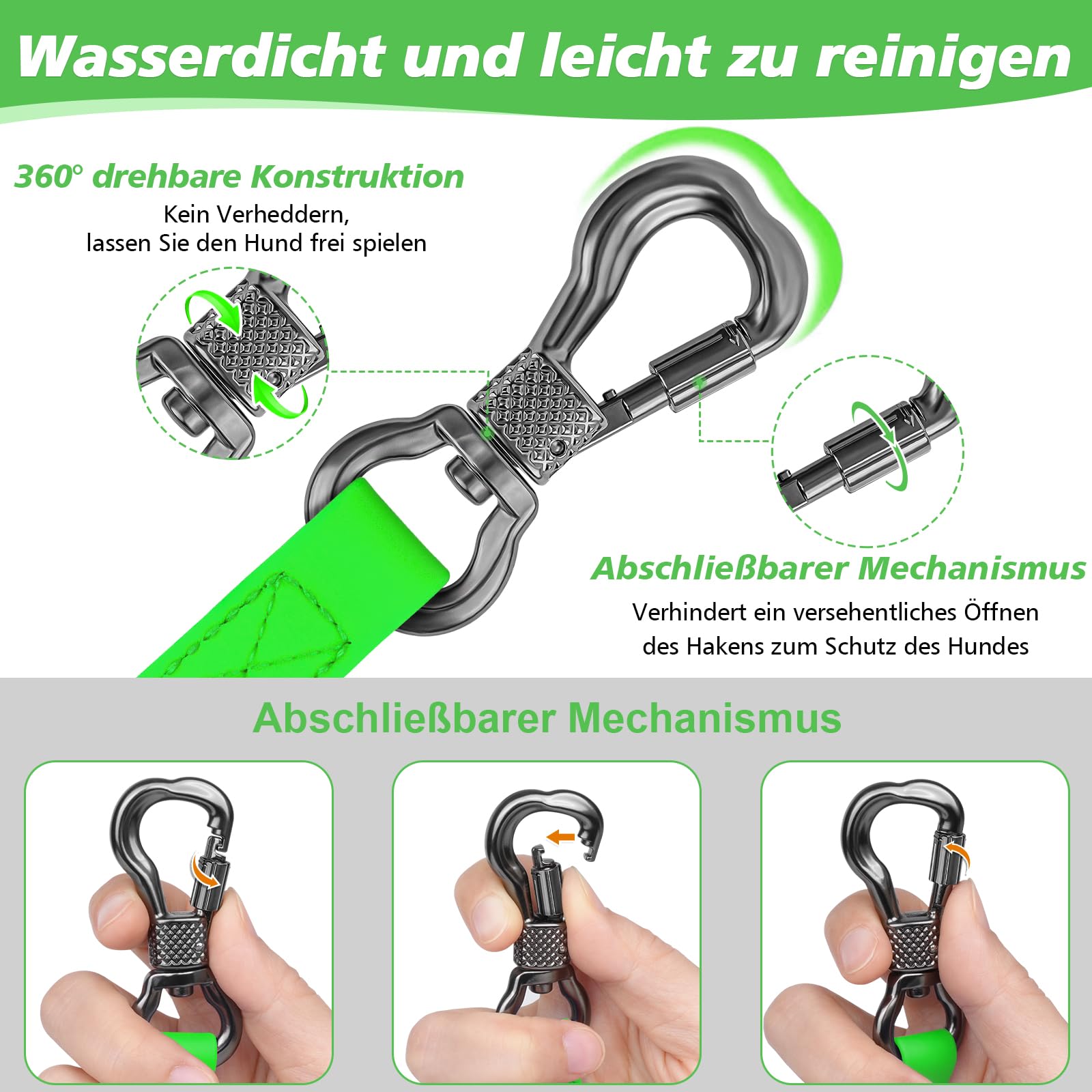 X XBEN Wasserdicht Schleppleine für Hunde,3M 5M 10M 15M 20M 30M Gummierte Schleppleine mit Abschließbarer Karabine,Wasserfest Hundeleine Laufleine für Große bis Kleine Hunde,Robuste Trainingsleine