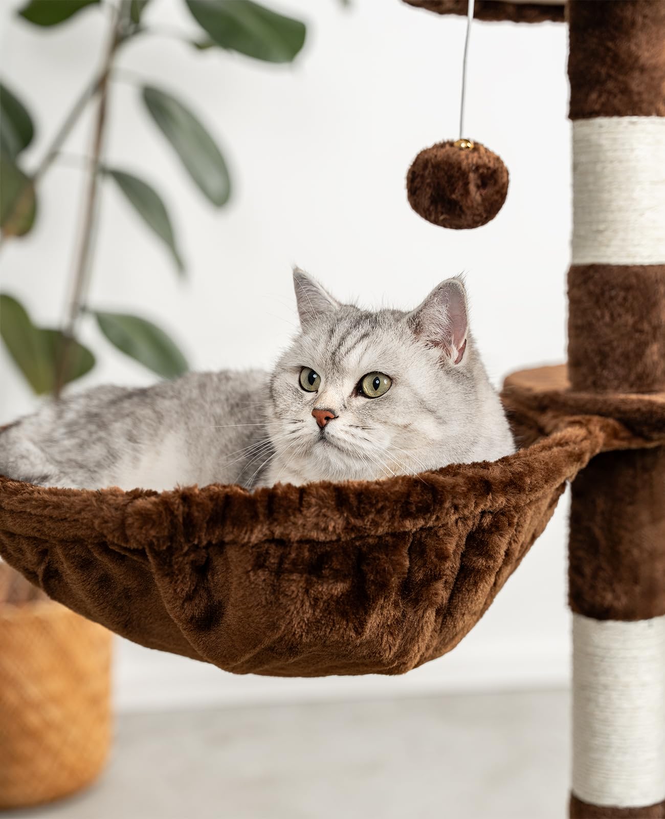 lionto Liegemulde aus weichem Plüsch für Kratzbaum, Ø 40 cm, 25 cm Tiefe, kuschelige Schlafmulde für jeden Katzenbaum mit M8-Gewinde, Stabiler Metallrahmen für kleine und große Katzen, dunkelgrau