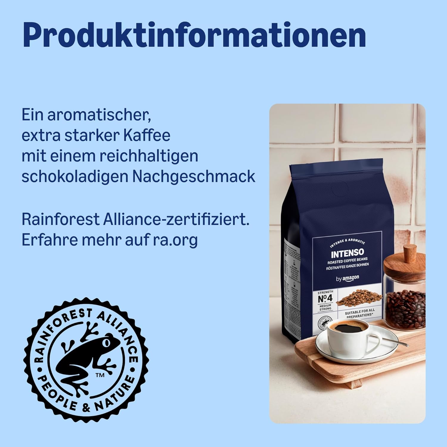 by Amazon House Blend Kaffeebohnen, Mittelgeröstet, 1 kg, Rainforest Alliance Zertifiziert