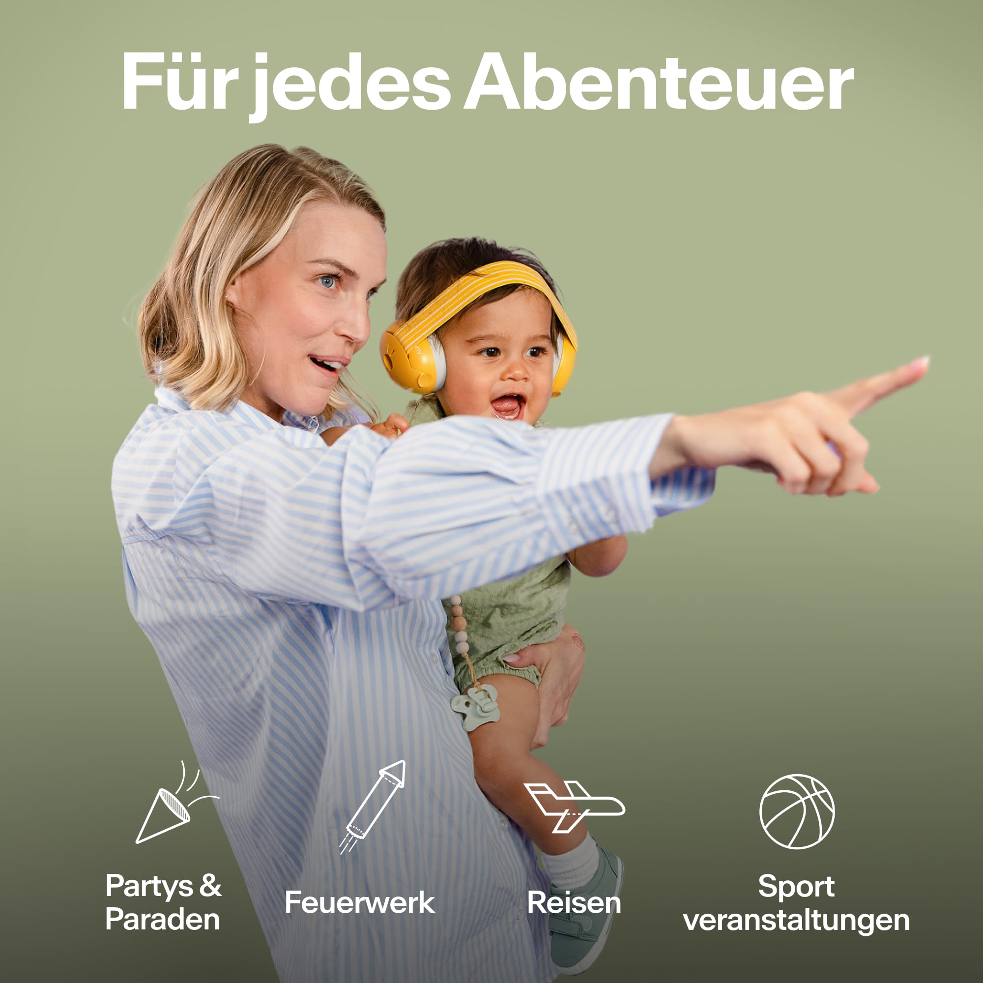 Alpine Muffy Baby Classic - Gehörschutz für Babys - Verstellbares ANTI-SLIP-Kopfband bis 48 Monate - In Deutschland auf Sicherheit getestet - Lärmschutz Kopfhörer verhindert Gehörschäden, Schwarz