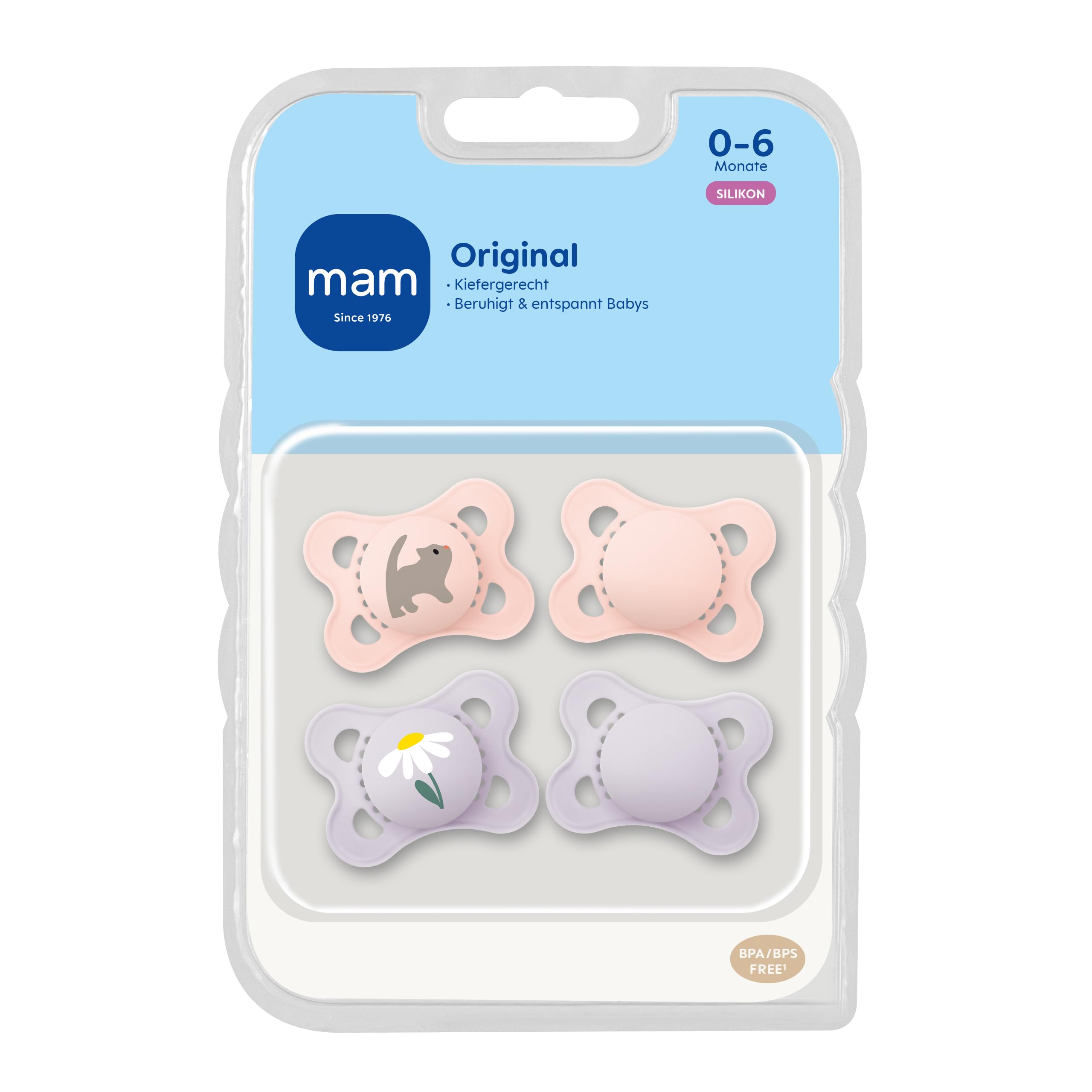 MAM Original Day & Night Matt Schnuller | 0-6 Monate | Schnuller für Neugeborene | 94% Akzeptanz | Babyschnuller beugt Zahnfehlstellungen vor | SkinSoft Silikon | Schaf/Hase | 4 Stück